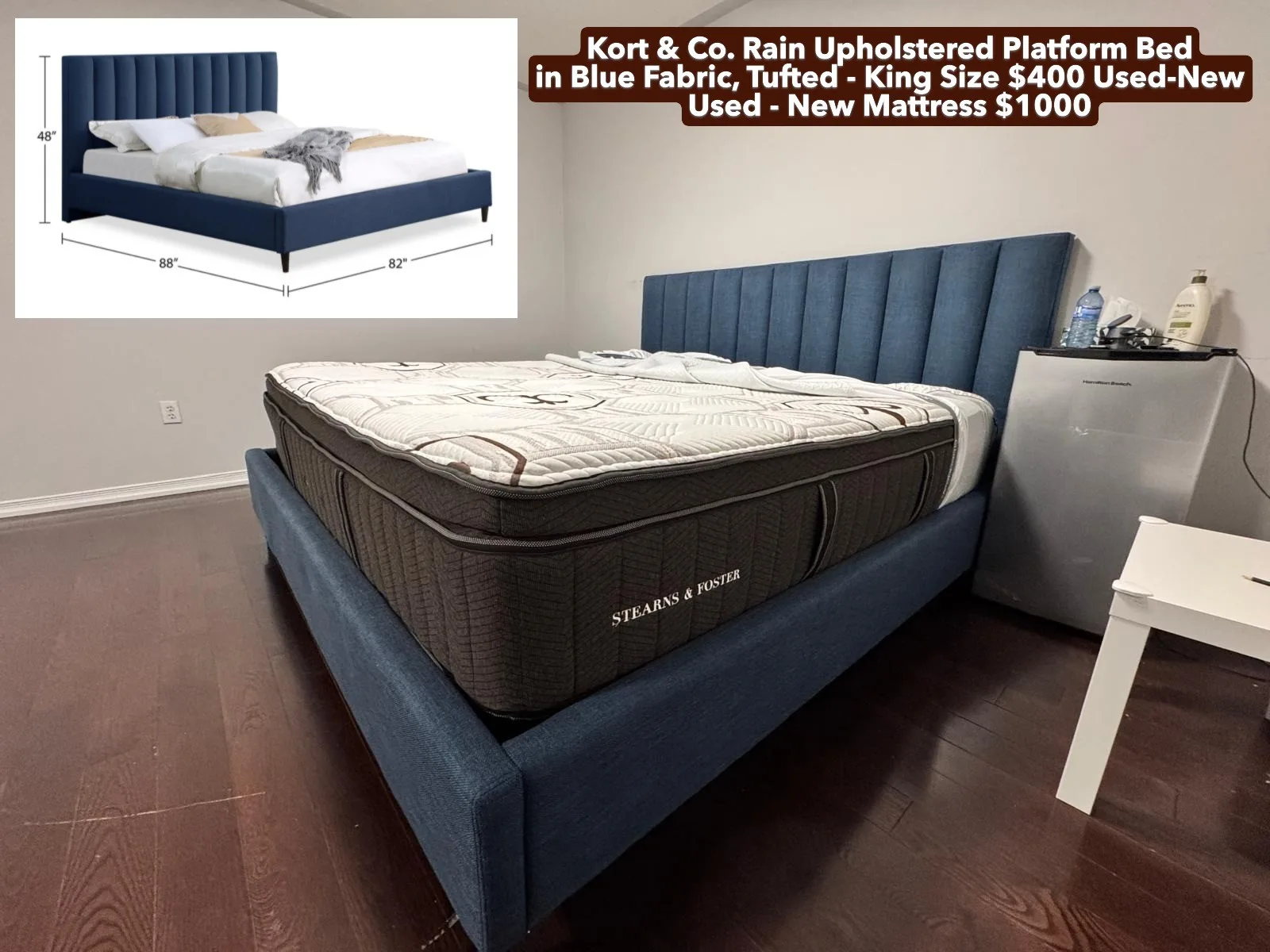 King Size Bed Frame and Premium Mattress 400+1000