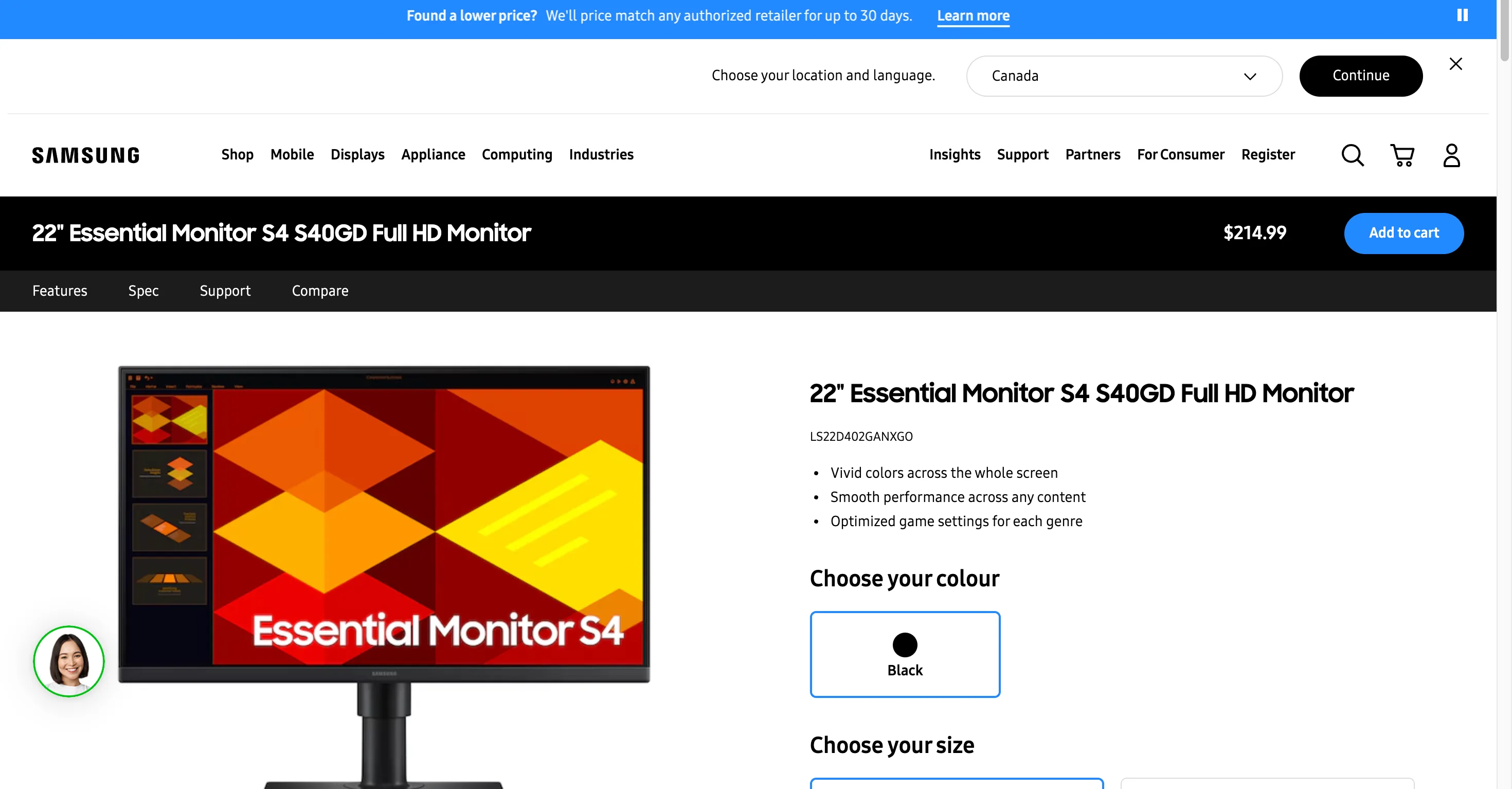 Samsung 22” Full HD monitor