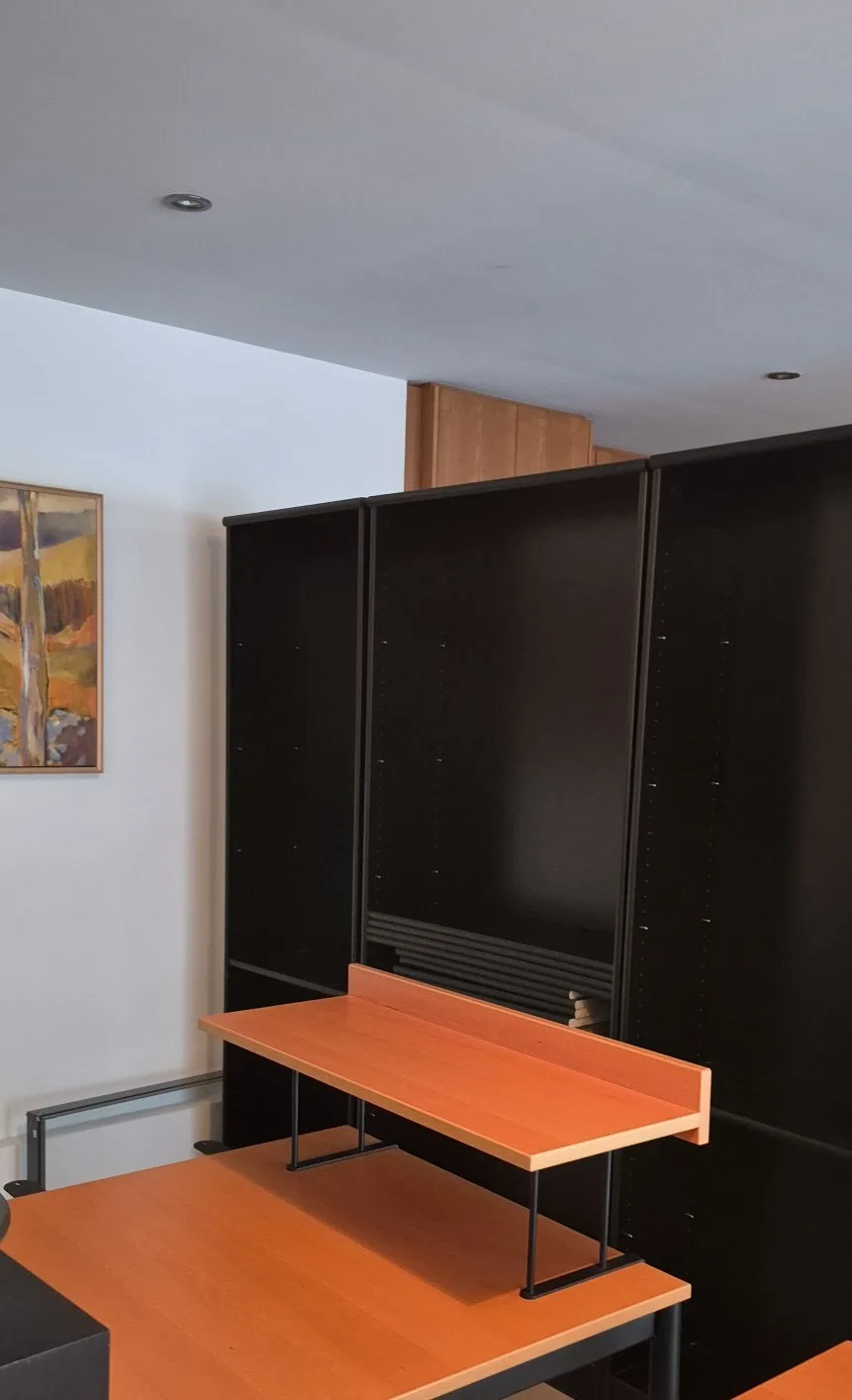 Three piece shelving unit, black image indicator(3)