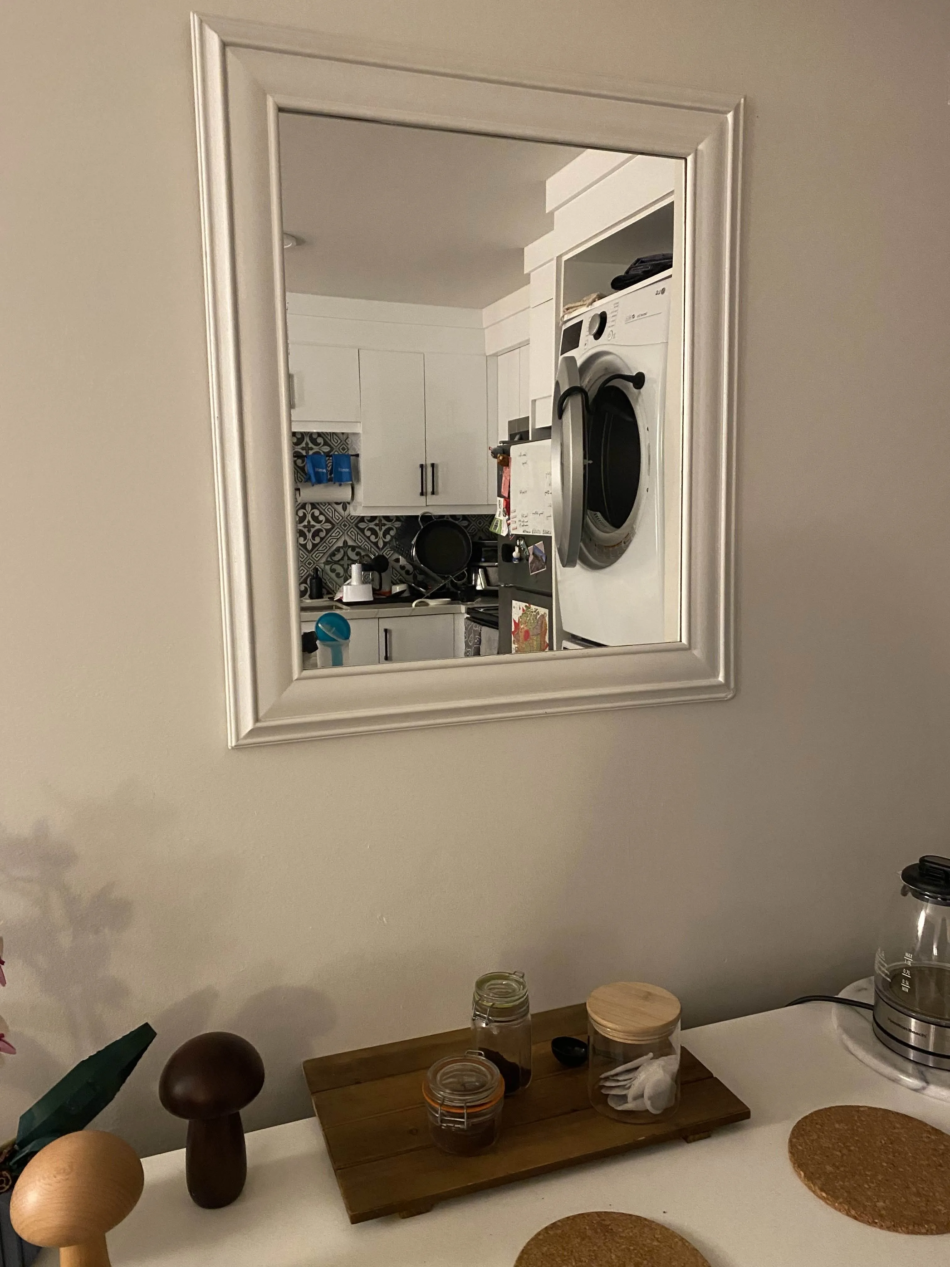 Classic Wooden Frame Mirror – Wall-Mountable, 26" x 30"