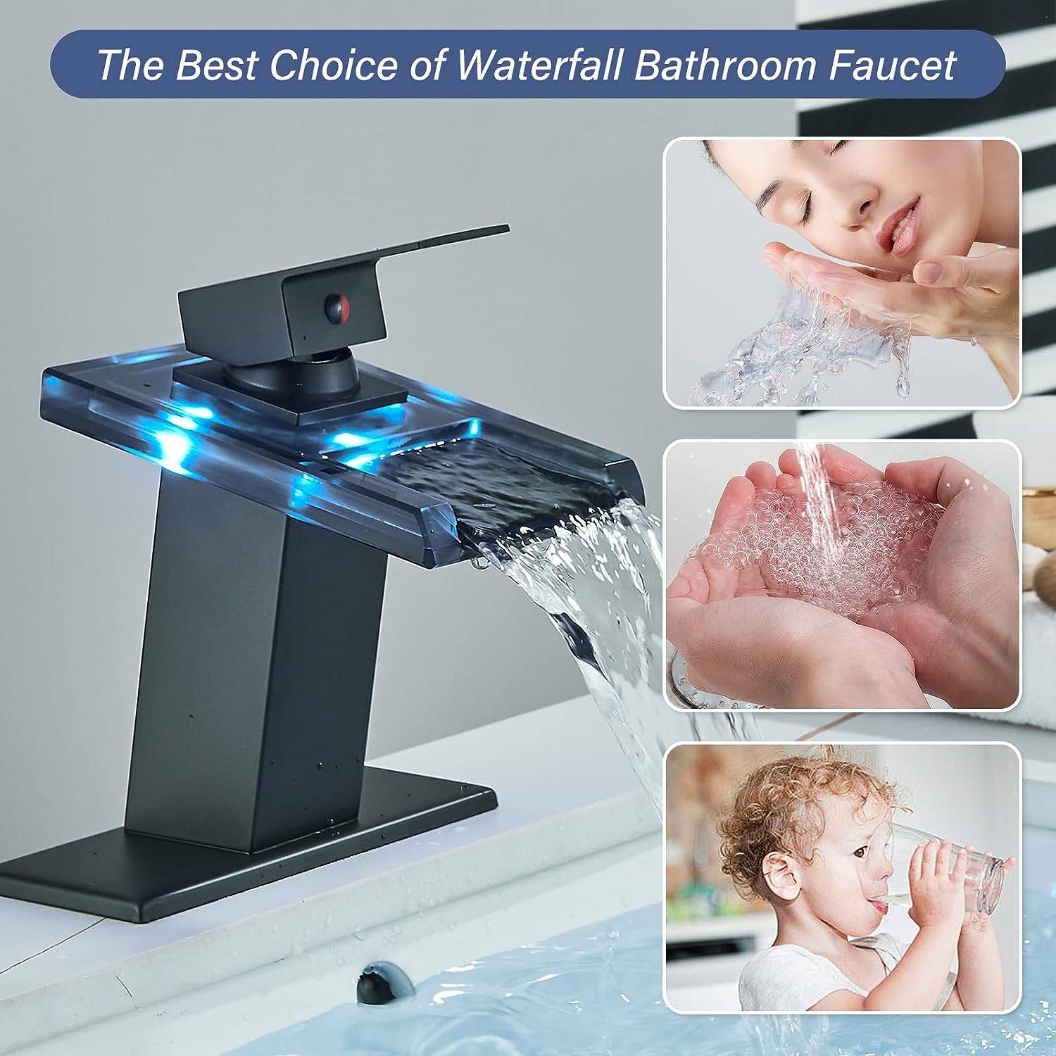 FCOTEEU Waterfall Bathroom Faucet - Matte Black - photo 4