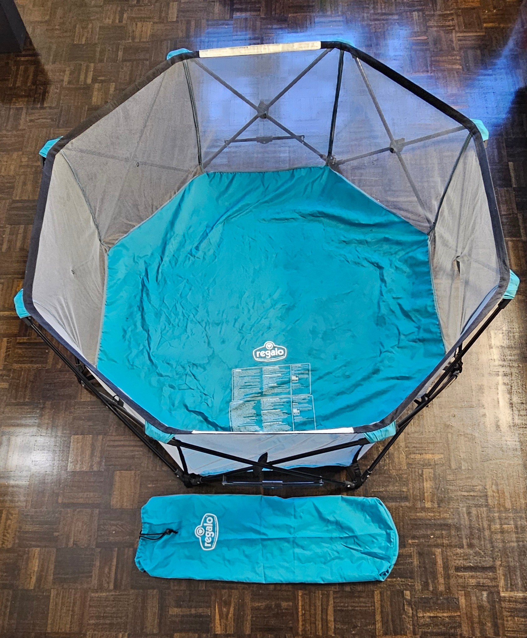 Regalo 6 Panel Portable Play Yard, Aqua, Teal, Playpen - photo 4