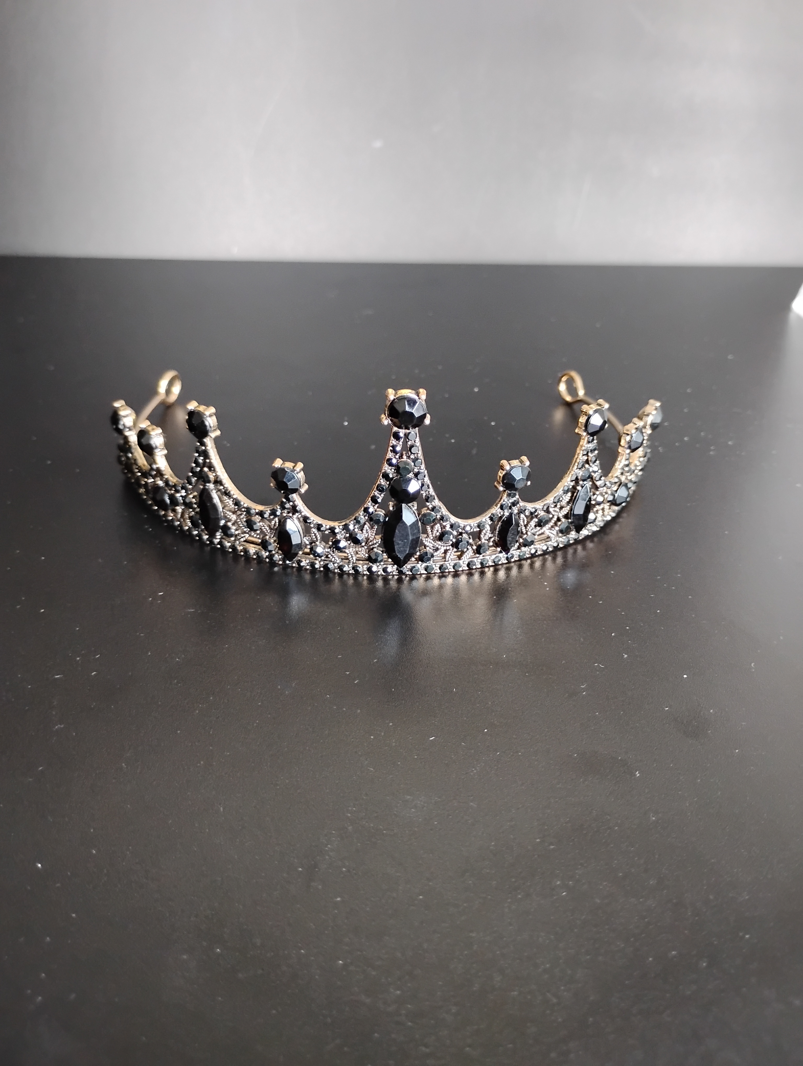Black Crown | Baroque Crystal Tiara | Gothic Wedding Headpiece - photo 2