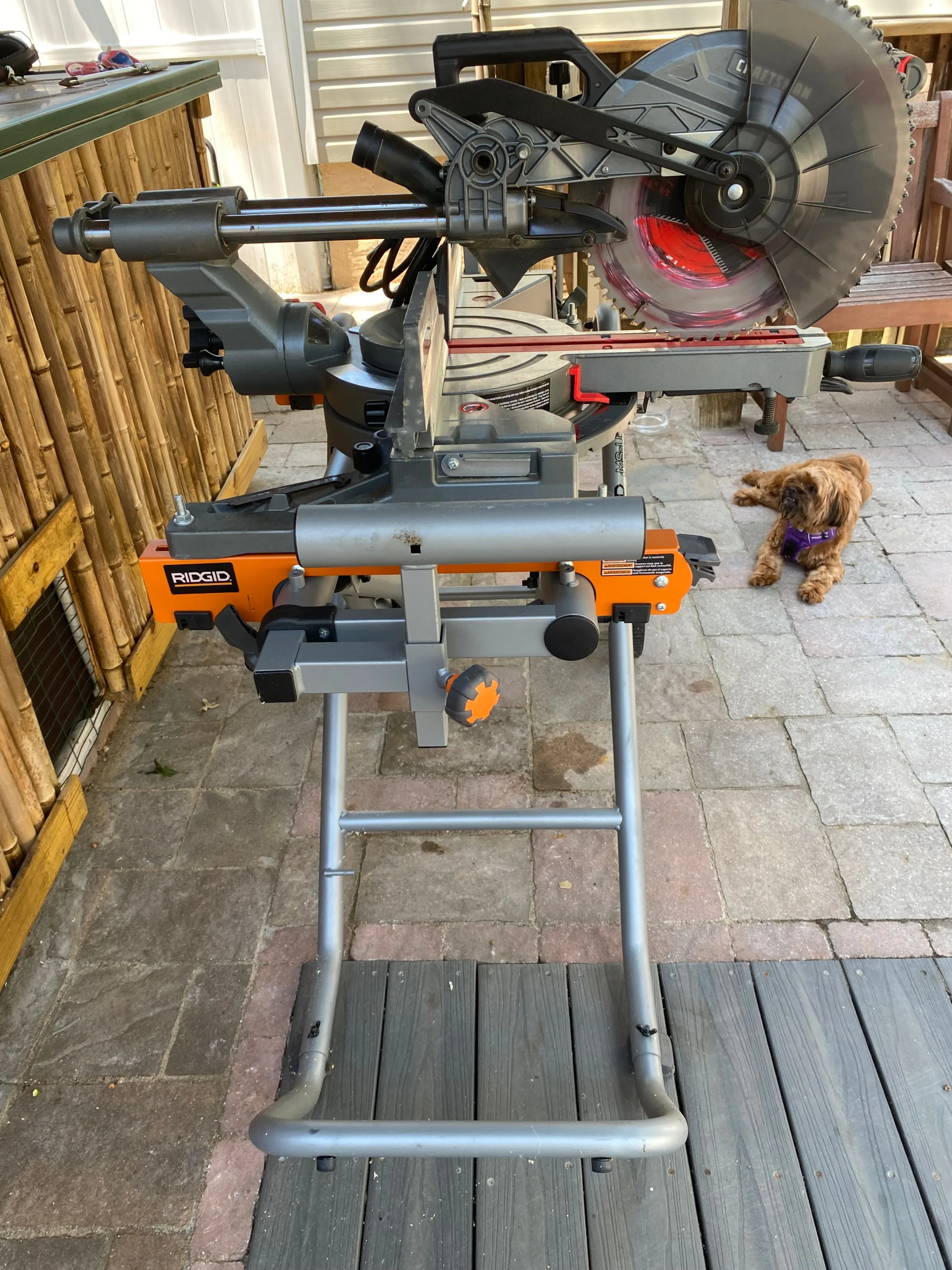 Craftsman 10" Sliding Miter Saw on Rigid Foldable Rolling Table image indicator(5)