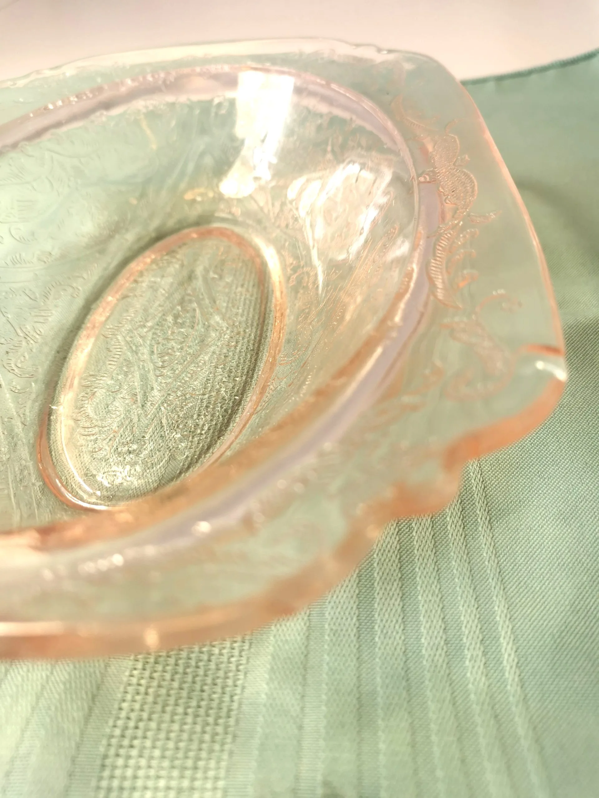 Pink Depression Glass Serving Dish JEANETTE ADAM Pattern 1930s image indicator(7)