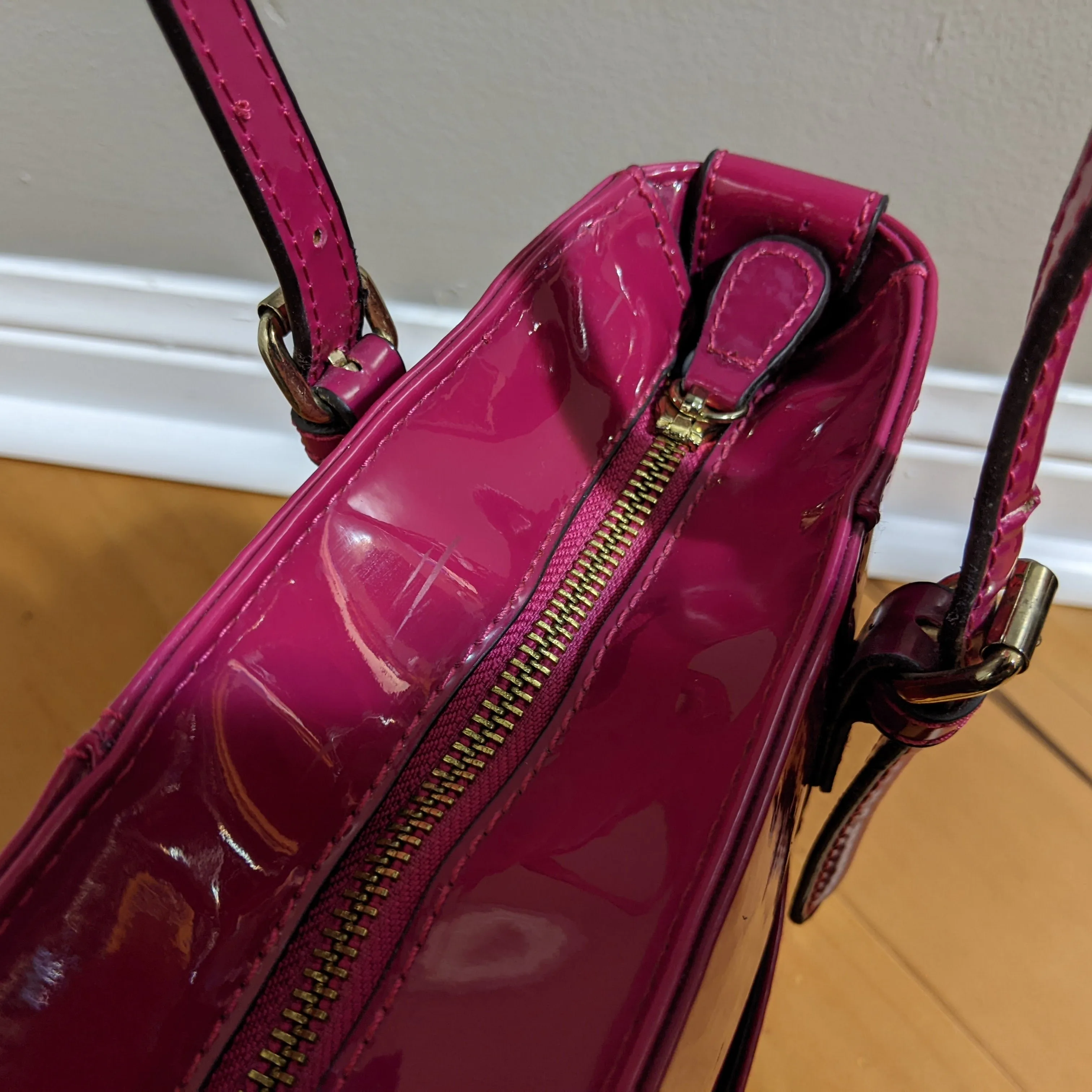 Anne Klein Plum Patent Leather Purse image indicator(6)
