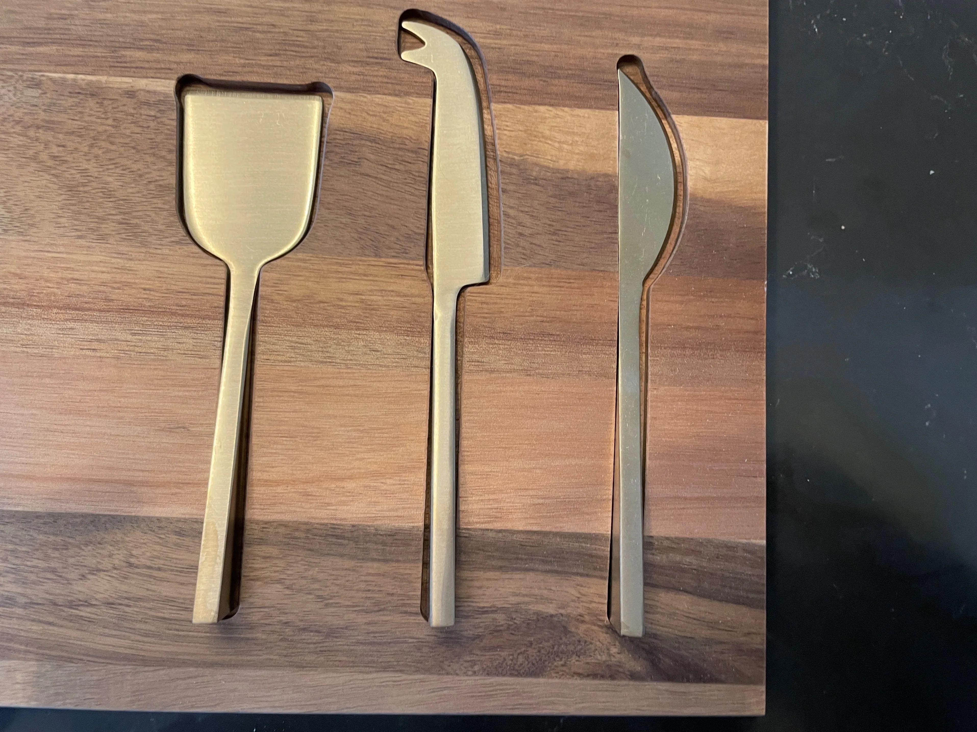 Crate and Barrel Octavia Large Wood Board with Cheese Knives thumbnail