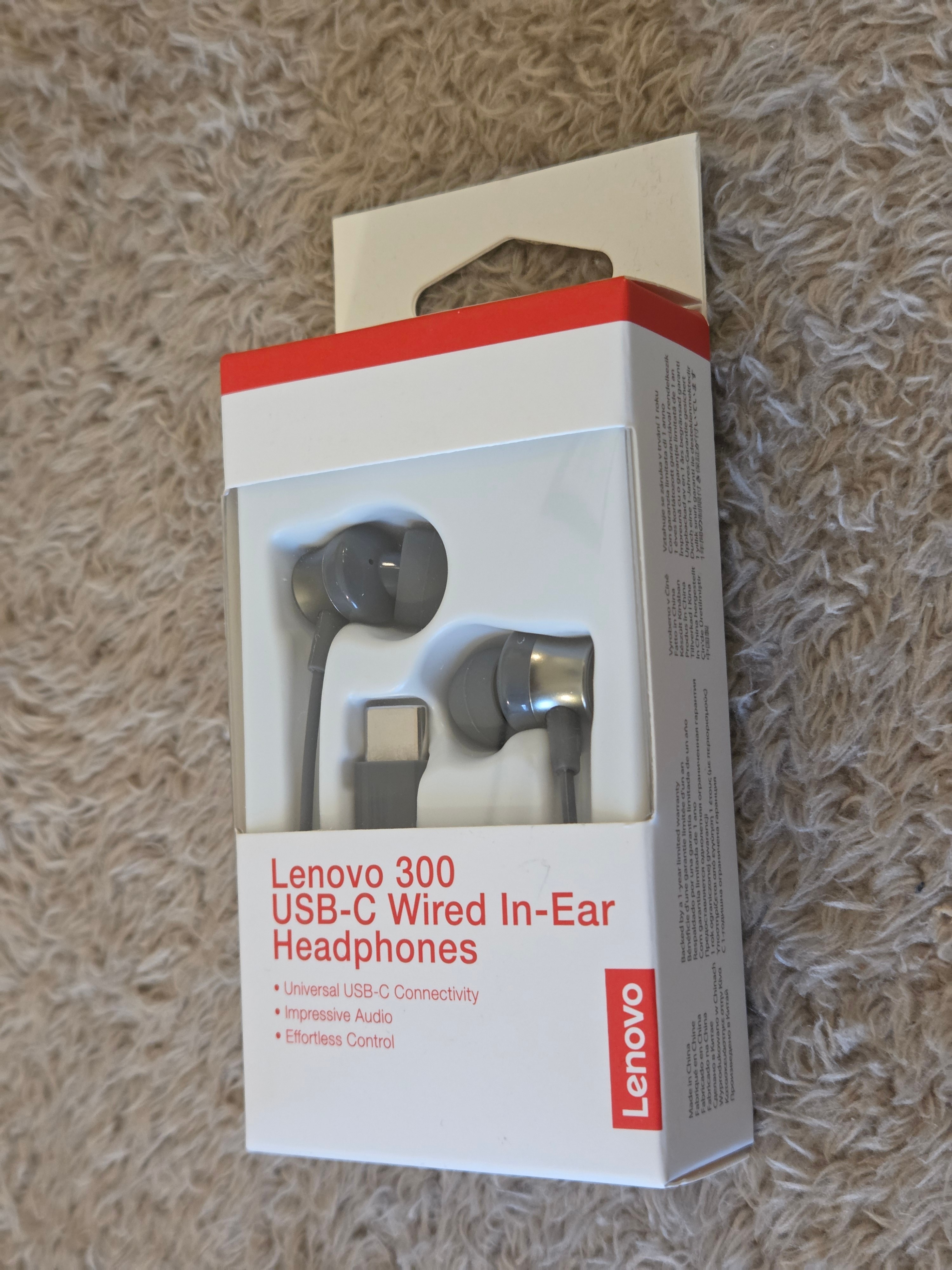 Lenovo 300 USB-C In-Ear Headphones – New, Grey - photo 3