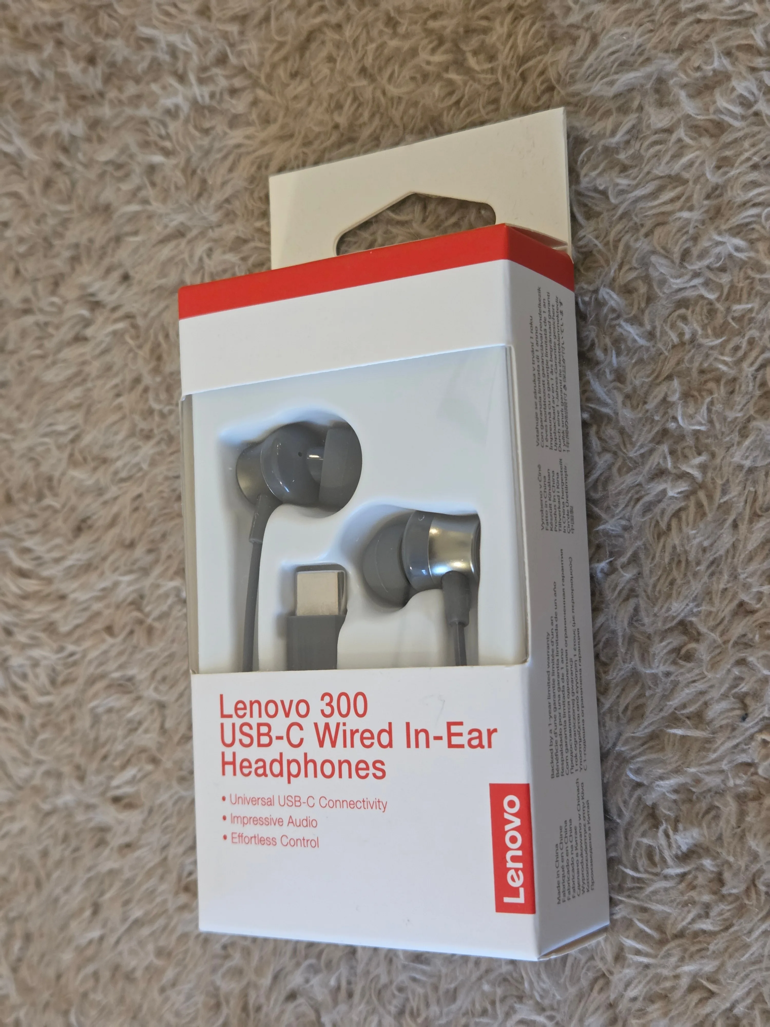 Lenovo 300 USB-C In-Ear Headphones – New, Grey image indicator(3)