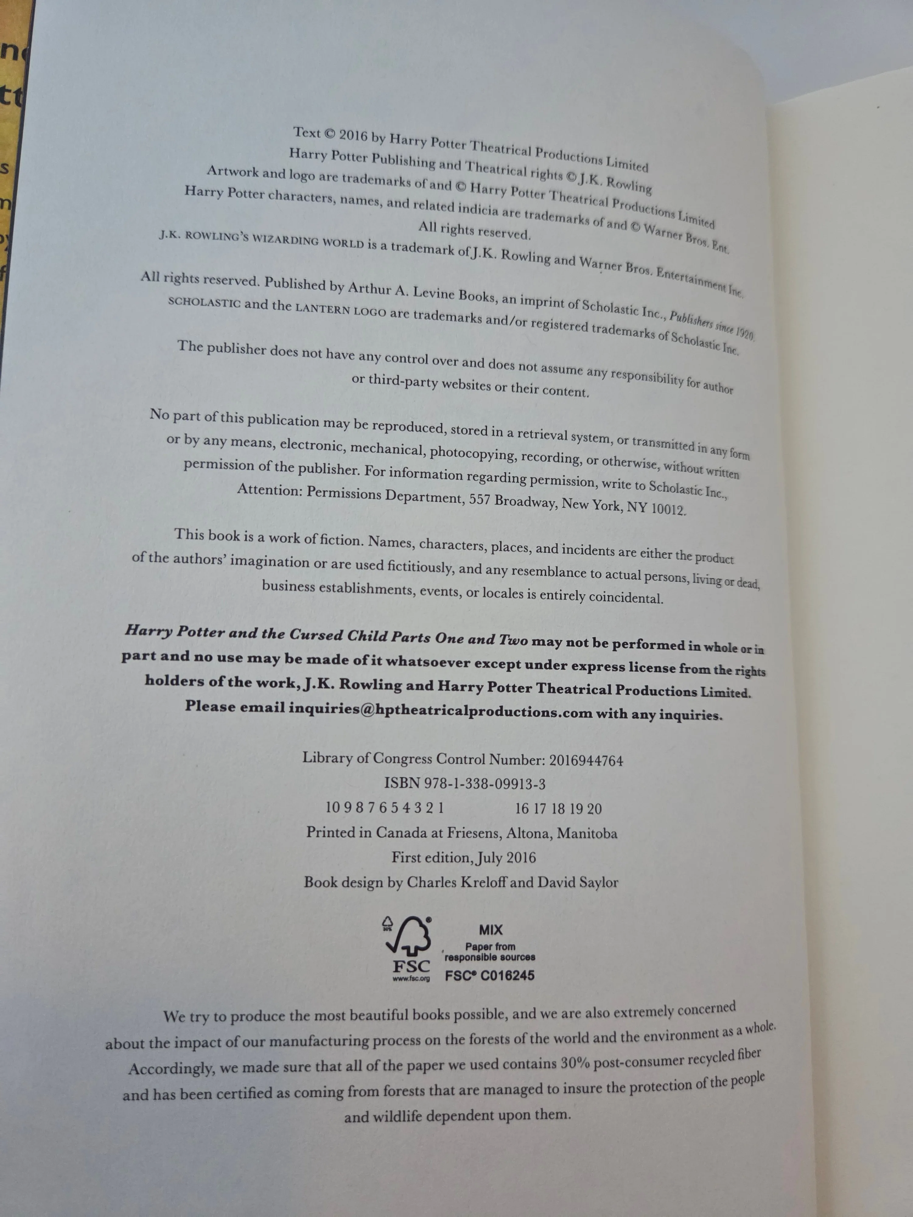 Harry Potter: Cursed Child Script, 2016 HC – Canada image indicator(3)