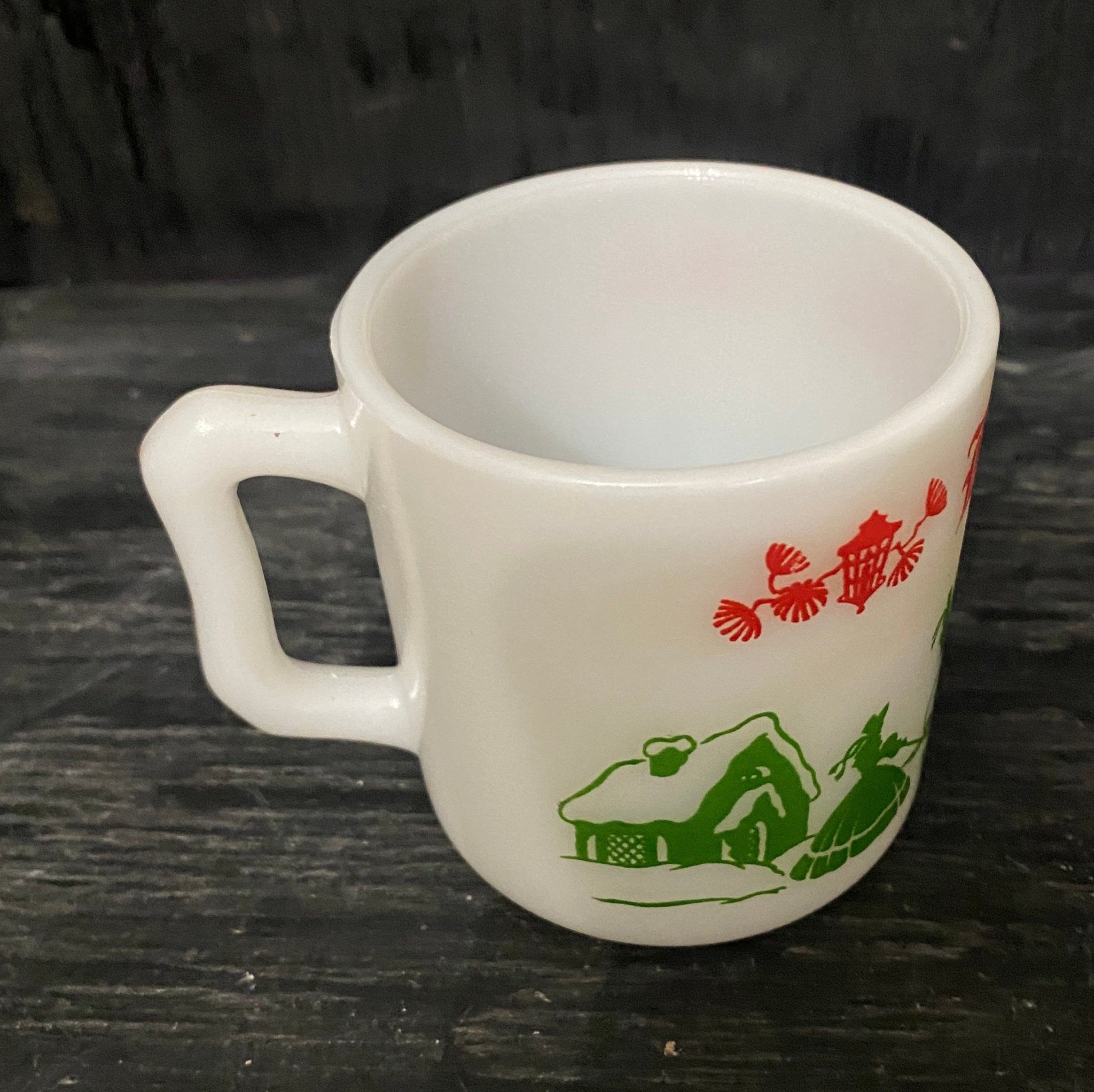 Hazel Atlas Christmas Egg Nog Milk Glasses - photo 3
