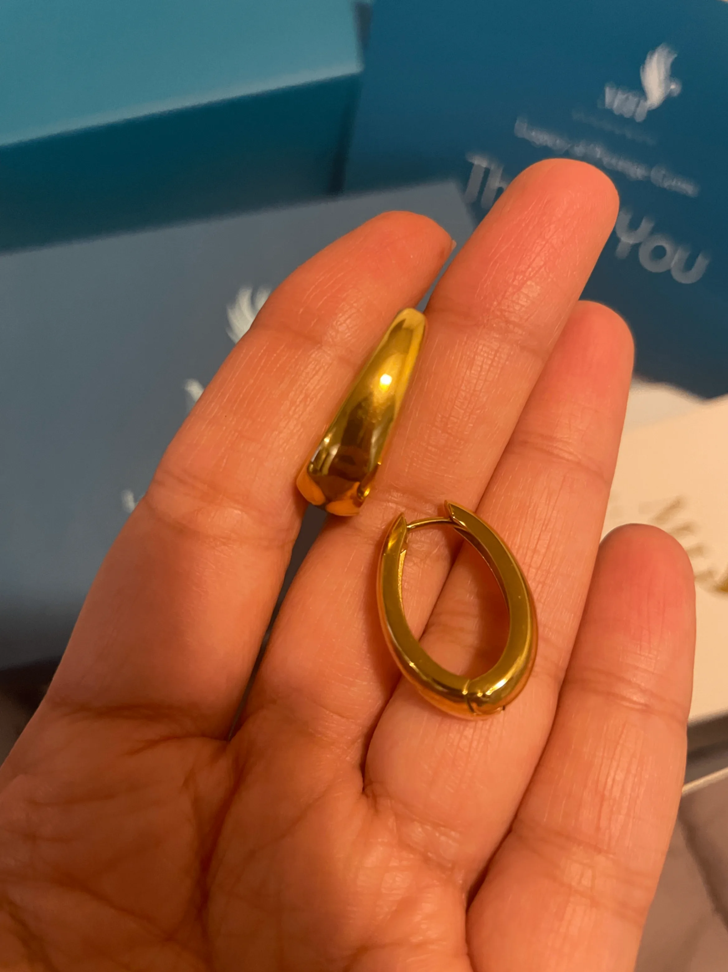 18K Gold Plated Hoop Earrings Chunky Hoop Earrings