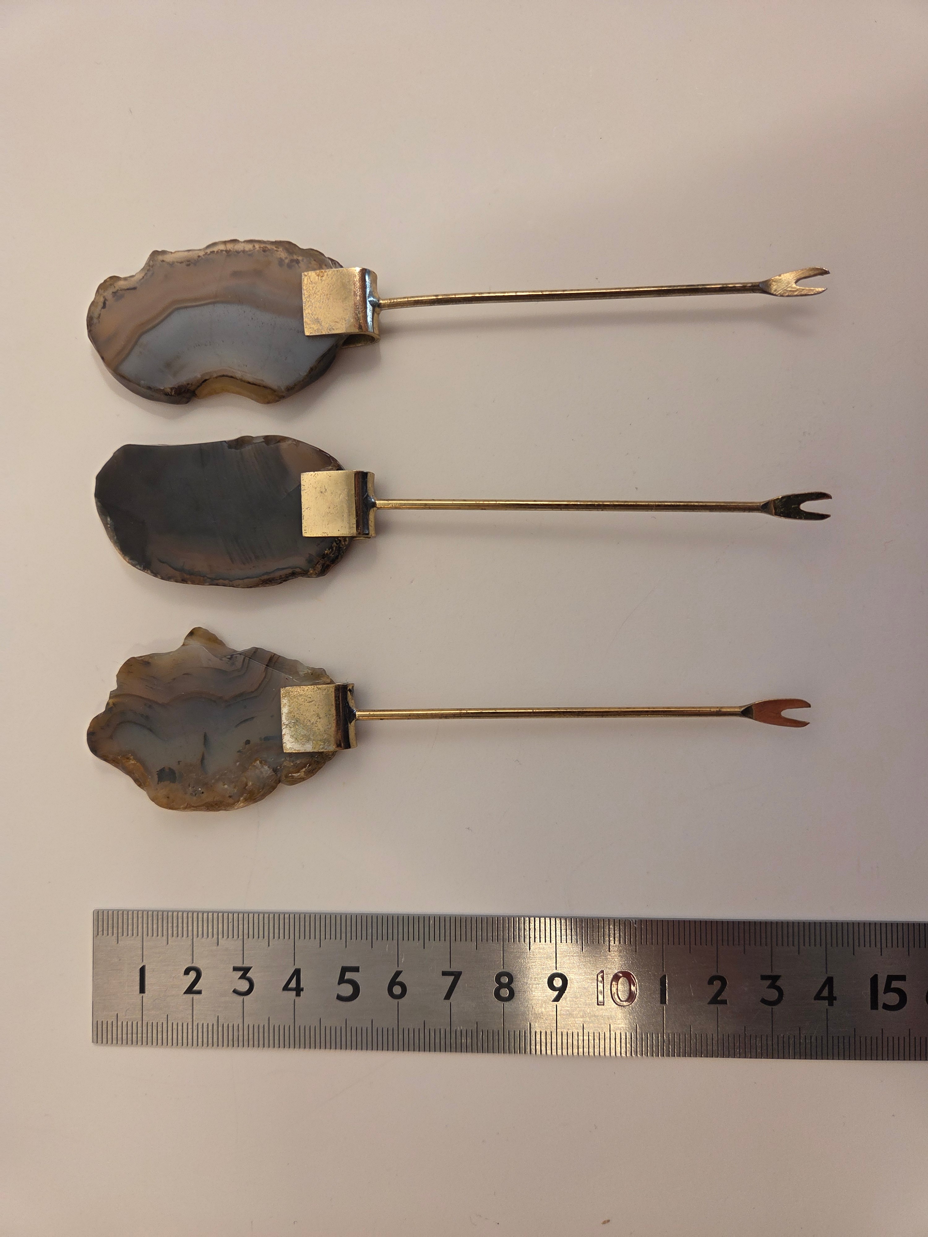 Vintage Agate Stone Cocktail Forks, Set of 3 - photo 2