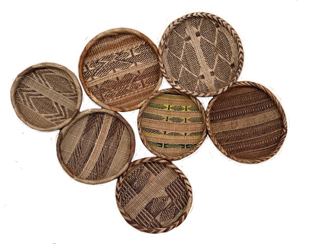 Lot of 7 Tonga Binga Gokwe Baskets Zimbabwe 9”- 10”