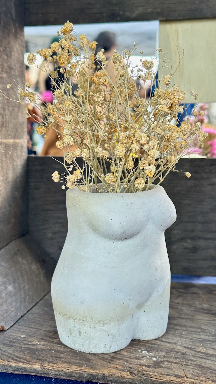 Curvy Body Vase with Dried Flowers