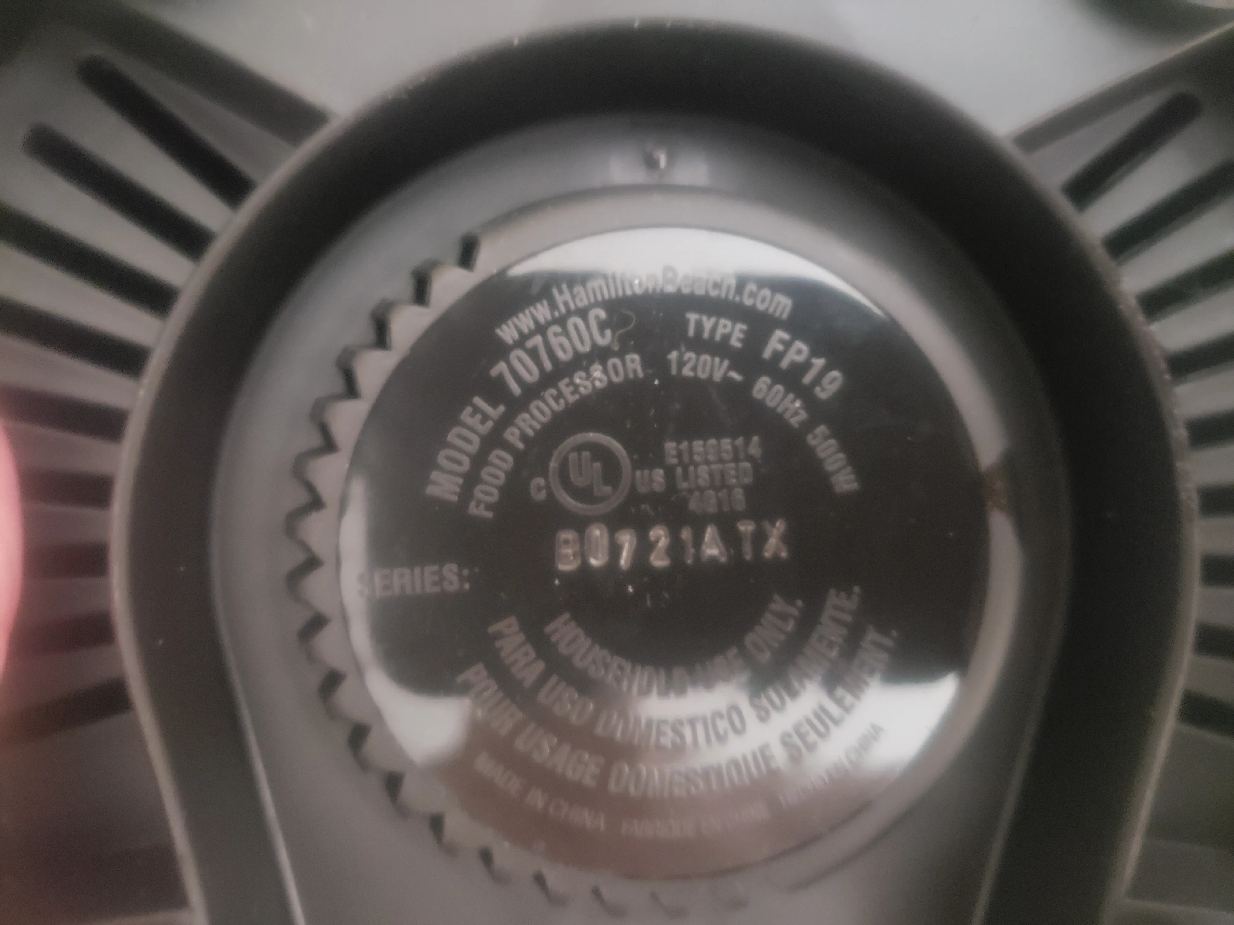 Hamilton Beach Food Processor image indicator(8)