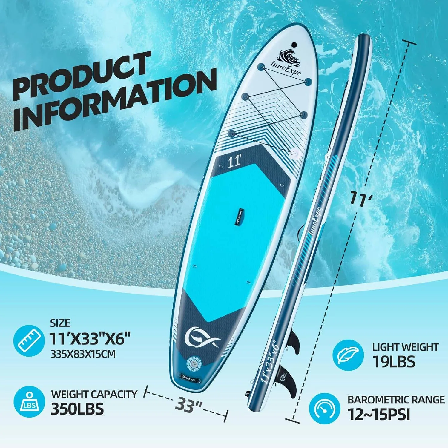 InnoExpo Inflatable Stand Up Paddle Board SUP/Kayak image indicator(2)