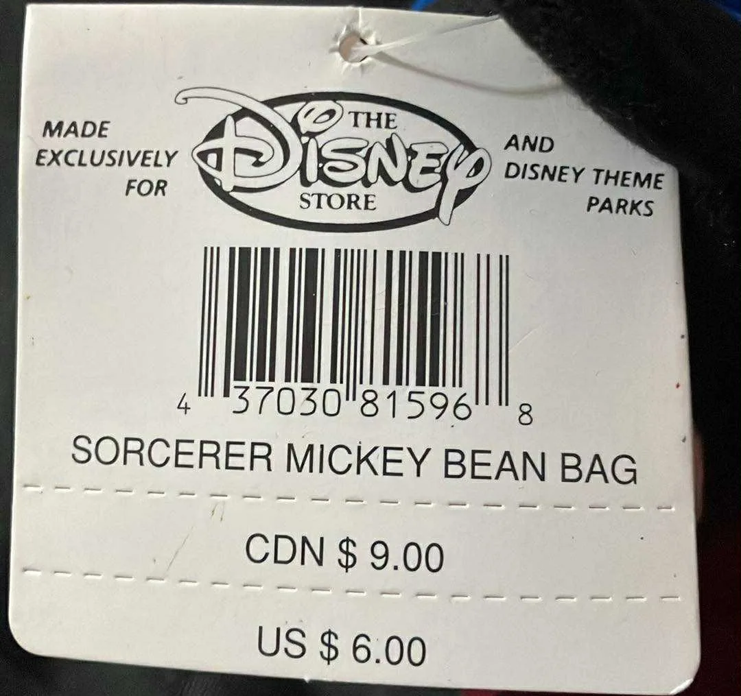 Vintage Sorcerer Mickey Mouse Bean Bag - 10 Inches with Tag image indicator(2)