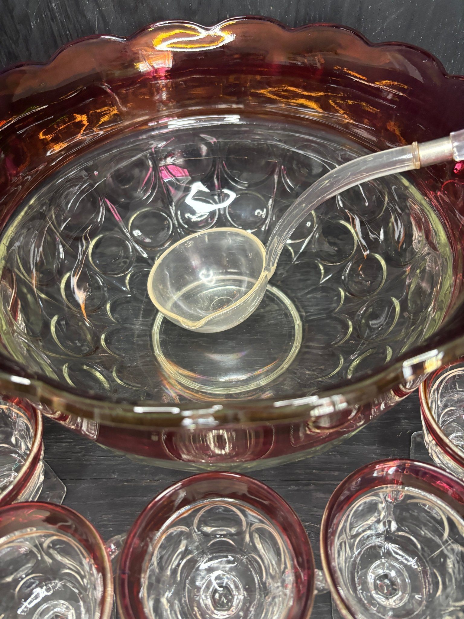 Indiana Glass Ruby Red Glass Punch Bowl Set - photo 4