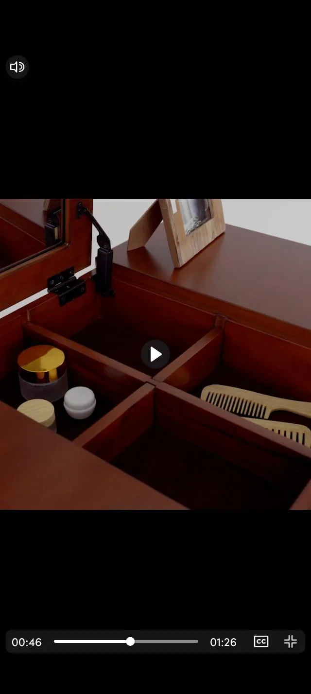 Mid-Century Modern Desk Vanity with Flip-Top Mirror image indicator(3)