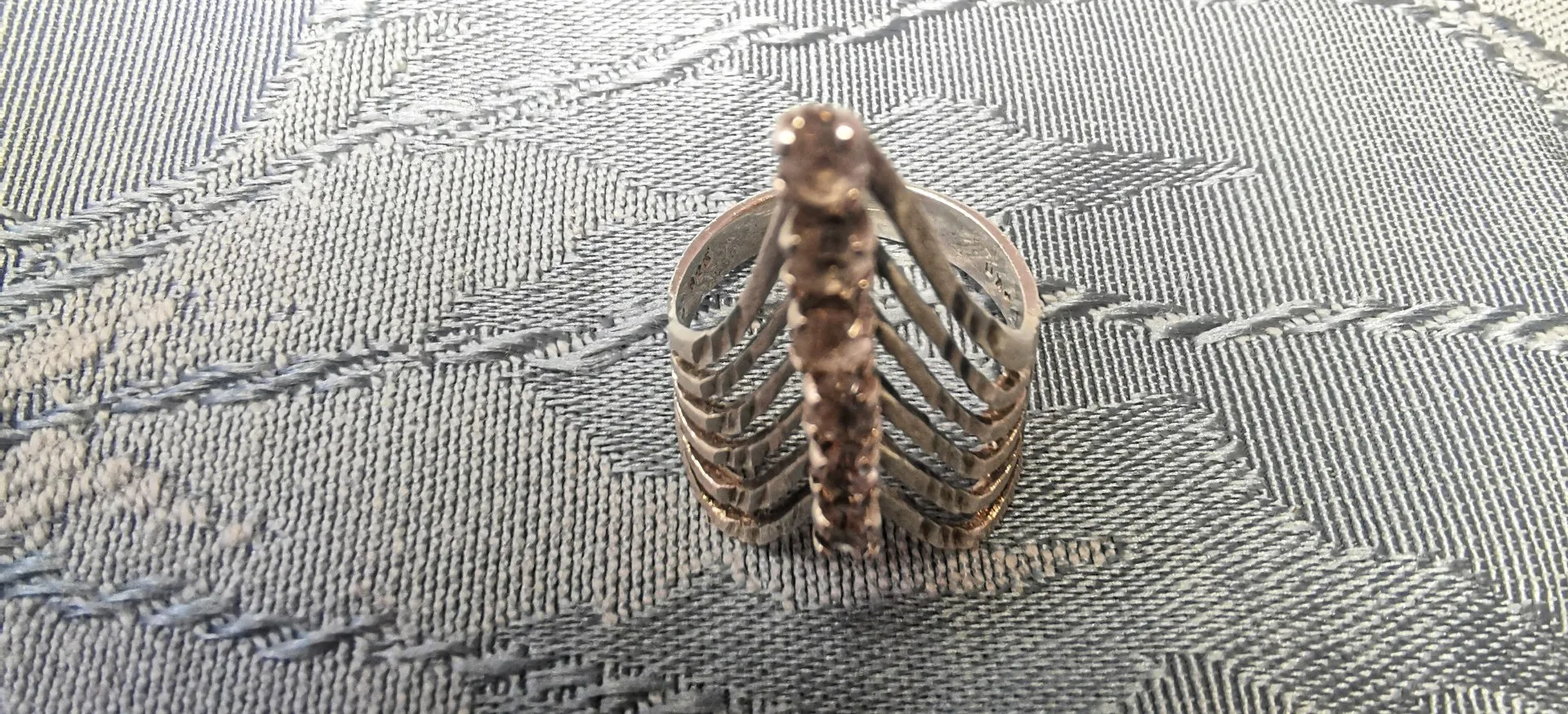 Sterling Silver 925 Multi Band Index Finger Clear Accents 6.5 image indicator(8)