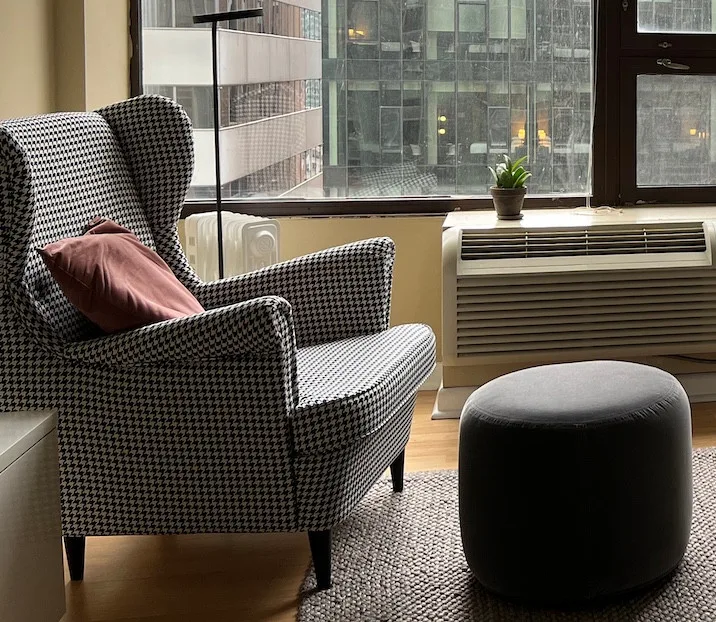 Pouffe/Ottoman in Grey Velvet thumbnail