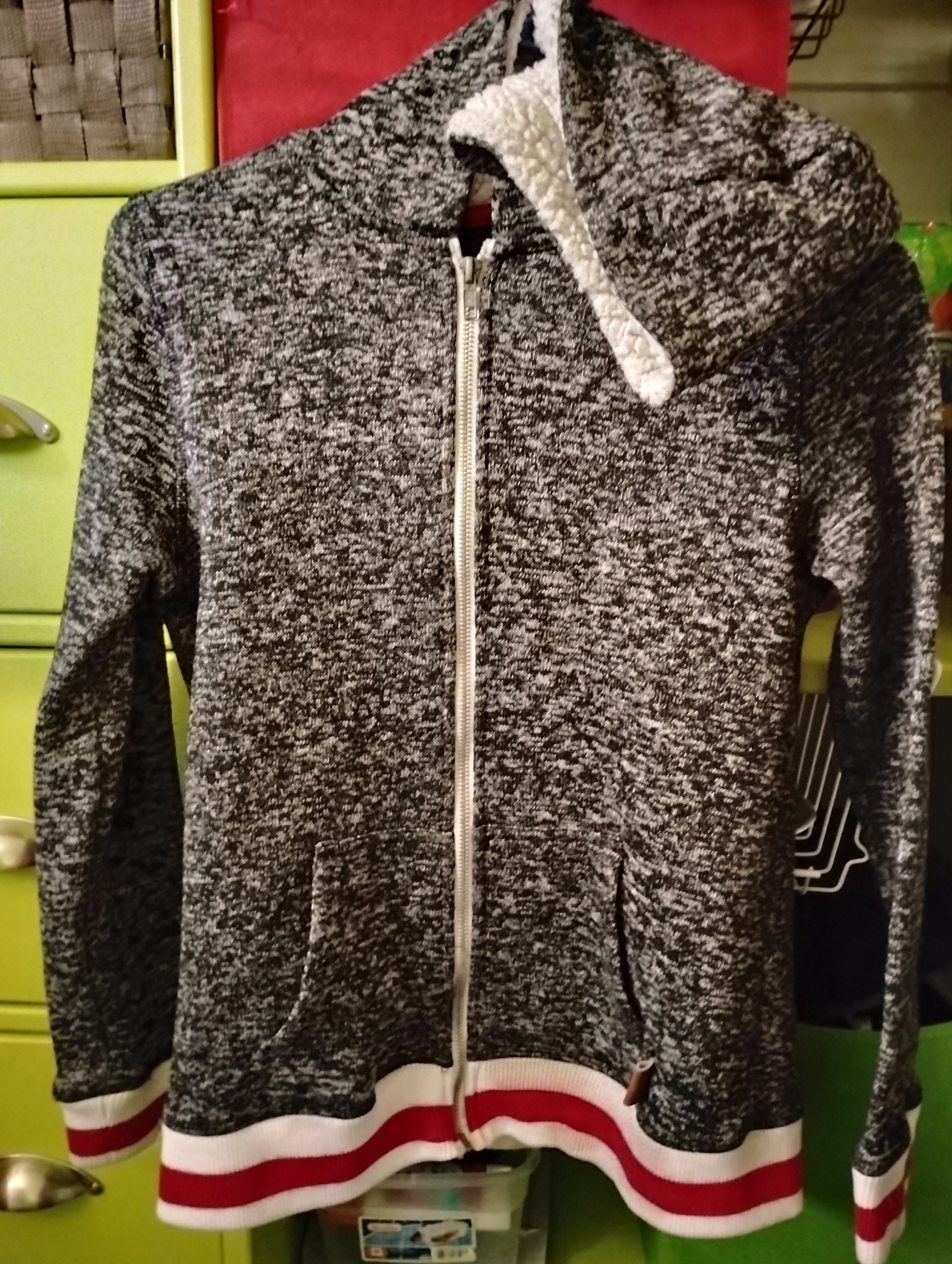 Grey Zip-Up Hoodie with Hood – Like New Condition