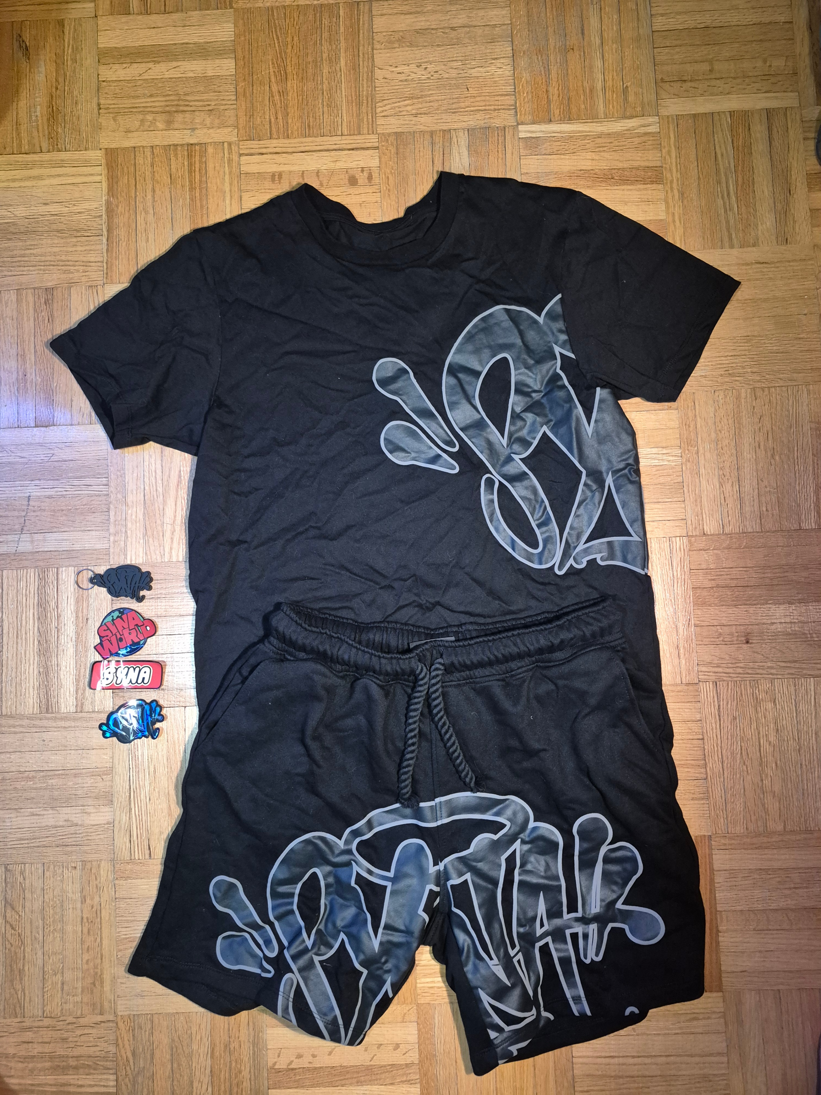Fuckeries/Syna world summerBlack T-Shirt and Shorts set