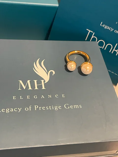 Twin Pearl Arc Ring Adjustable image indicator(3)