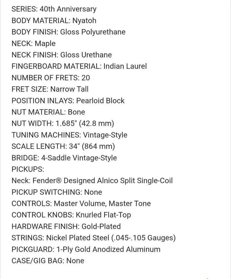 Squier 40th Anniversary gold edition Pbass image indicator(2)