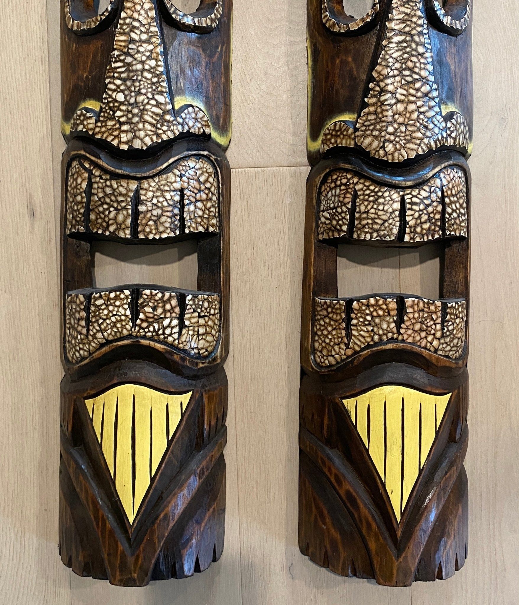 Carved Wood Tiki Masks with Pineapple Theme - photo 2
