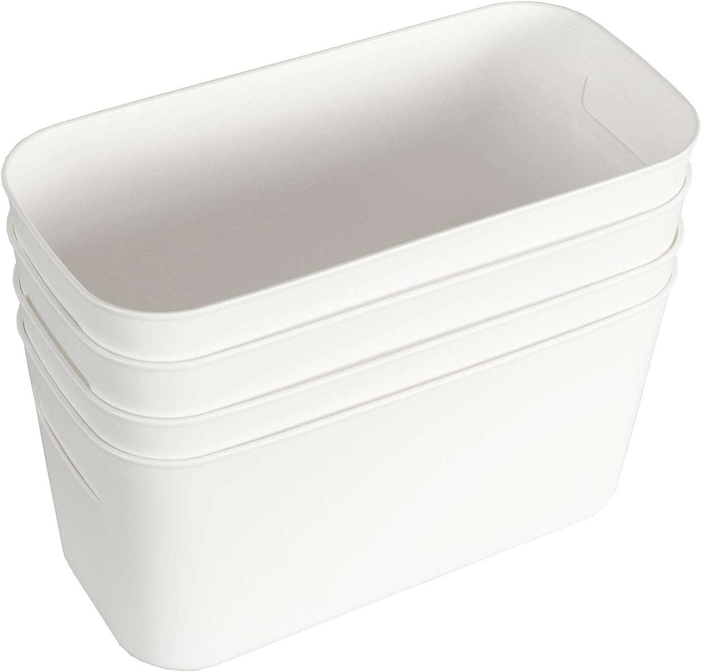 6-Pack White Plastic Storage Bins with Handles