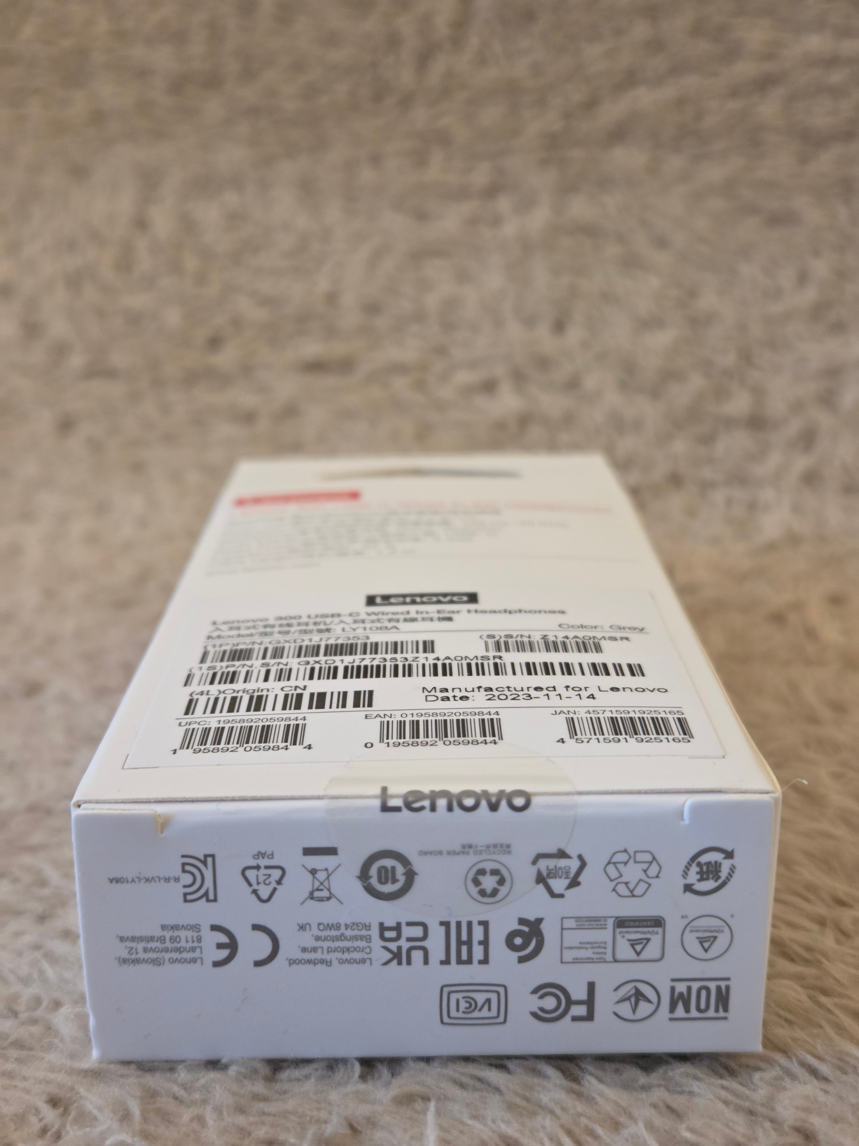 Lenovo 300 USB-C In-Ear Headphones – New, Grey - photo 2