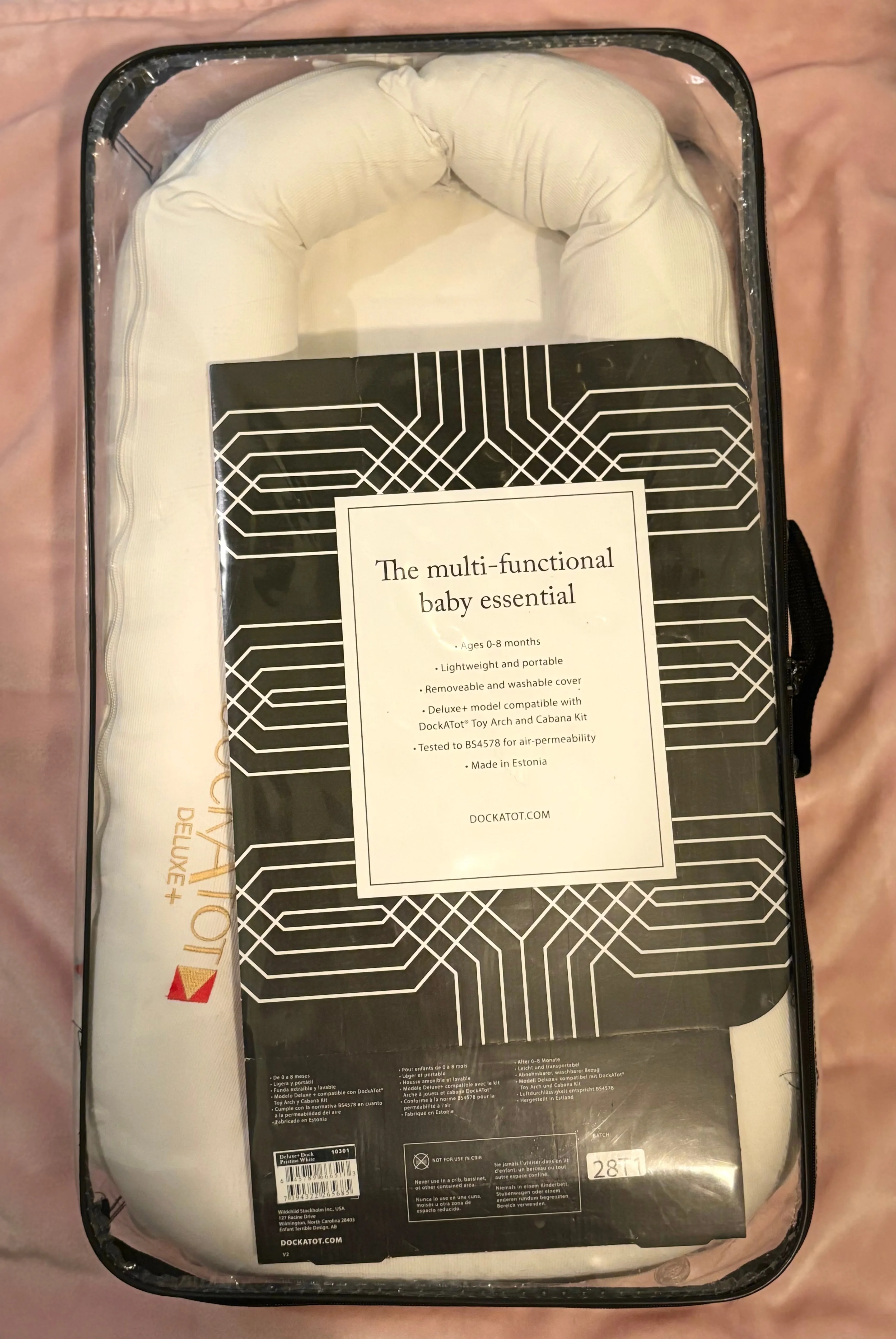 White Deluxe+ DockATot w Pink Cover  — GREAT condition image indicator(4)