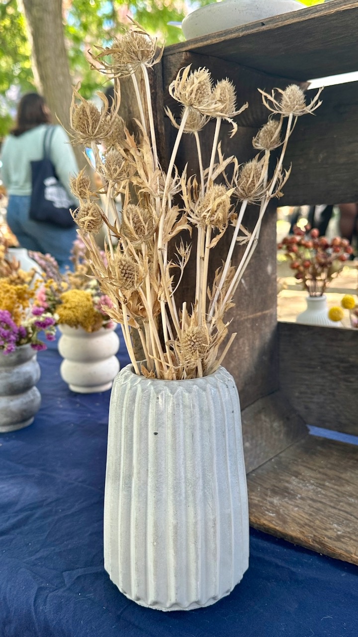 Fluted Vase with Dried Flowers