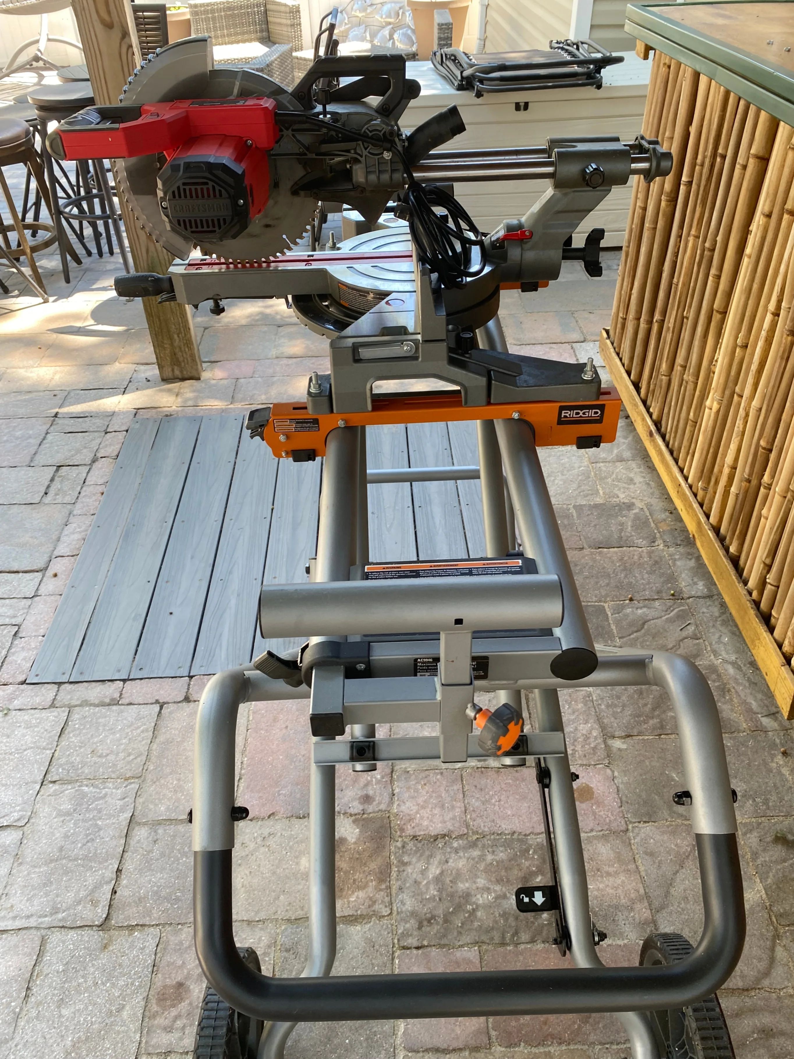 Craftsman 10" Sliding Miter Saw on Rigid Foldable Rolling Table image indicator(2)