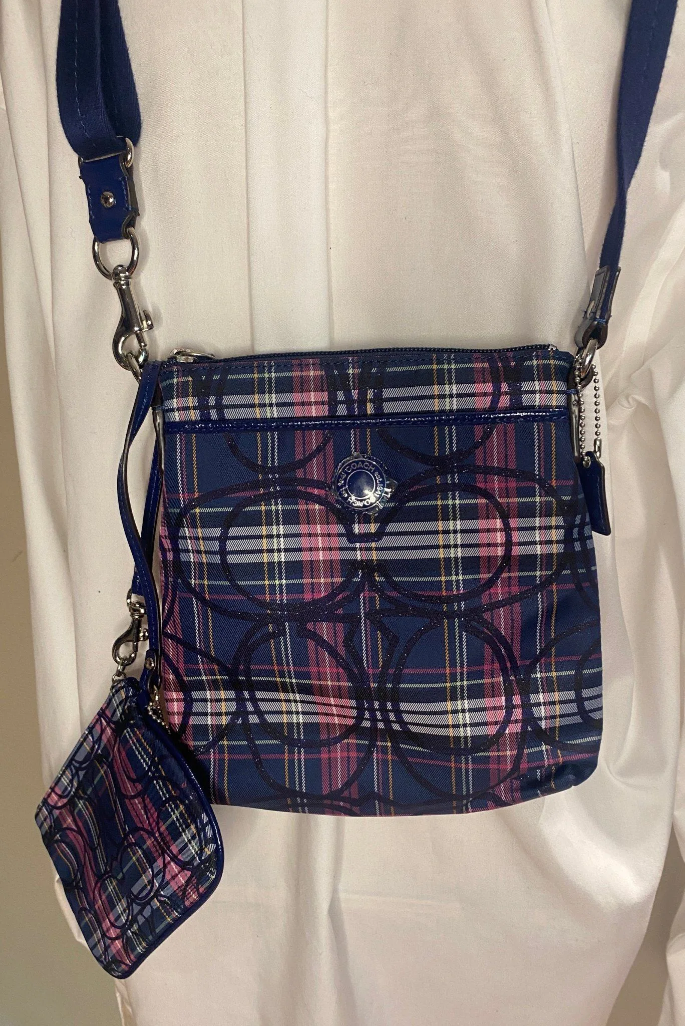 Coach Poppy Tartan Plaid Handbag Swingpack and Wristlet thumbnail
