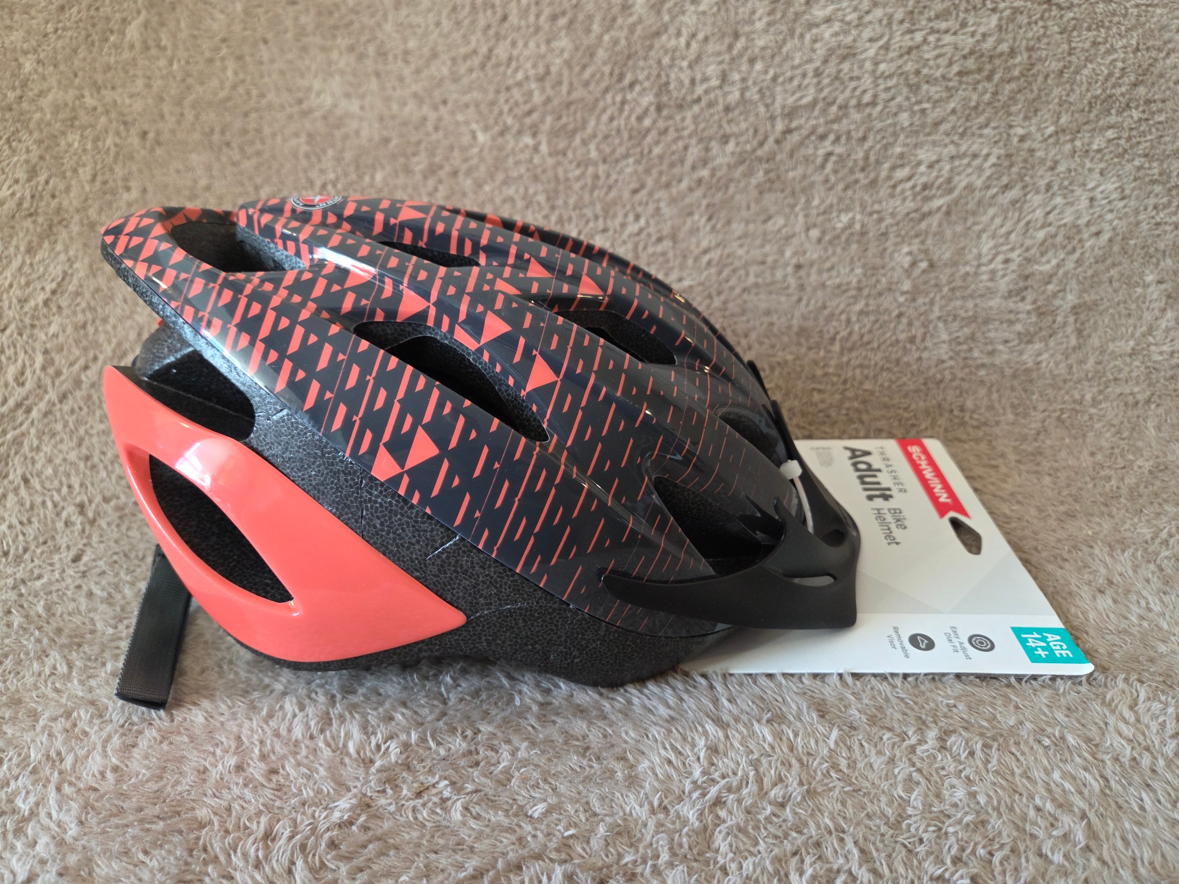 Schwinn Thrasher Adult Helmet – Black/Coral, New - photo 2