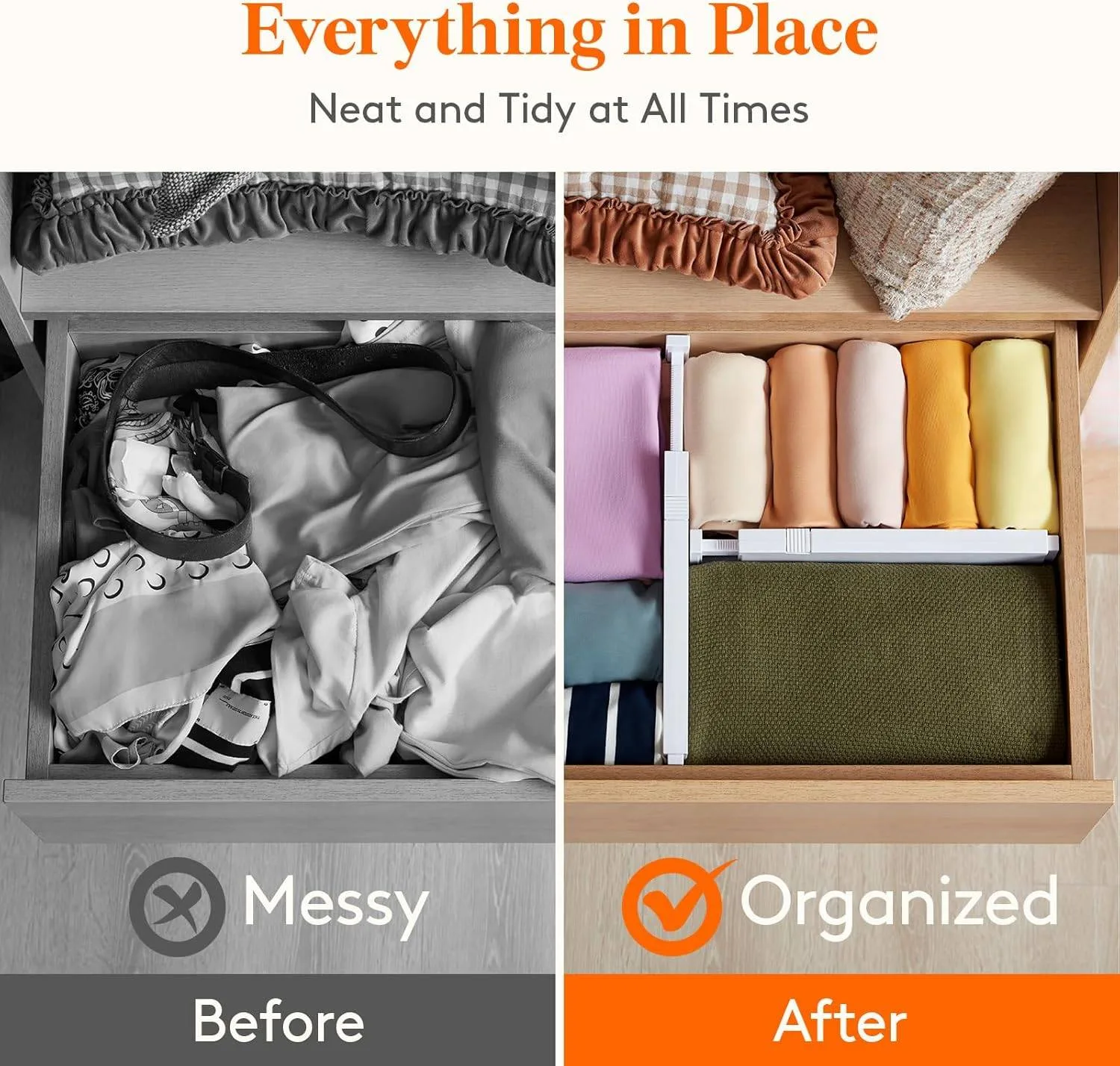 Lifewit 5-Pack Adjustable Drawer Dividers image indicator(8)