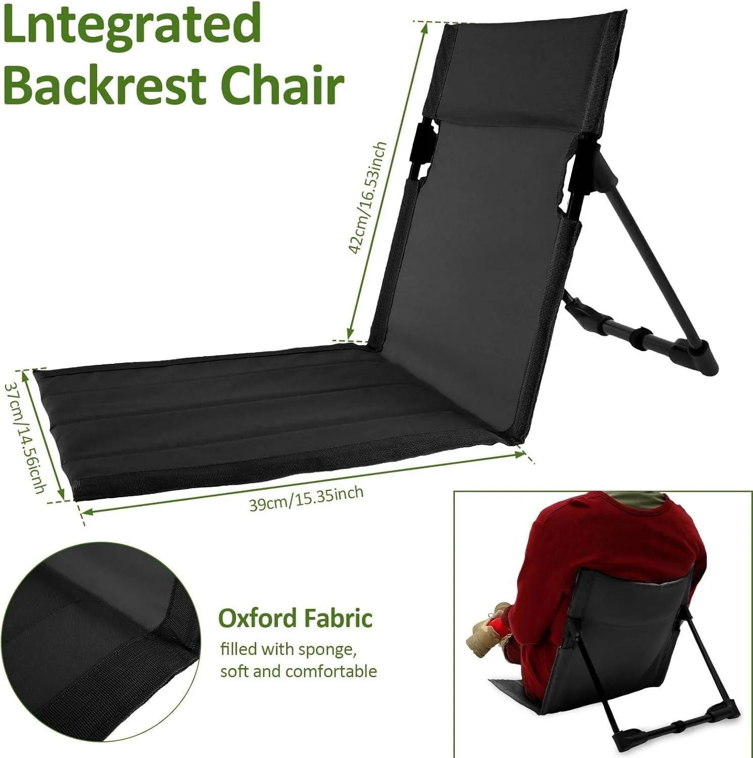 Set of 2 Portable Beach Floor Chairs – Black image indicator(6)