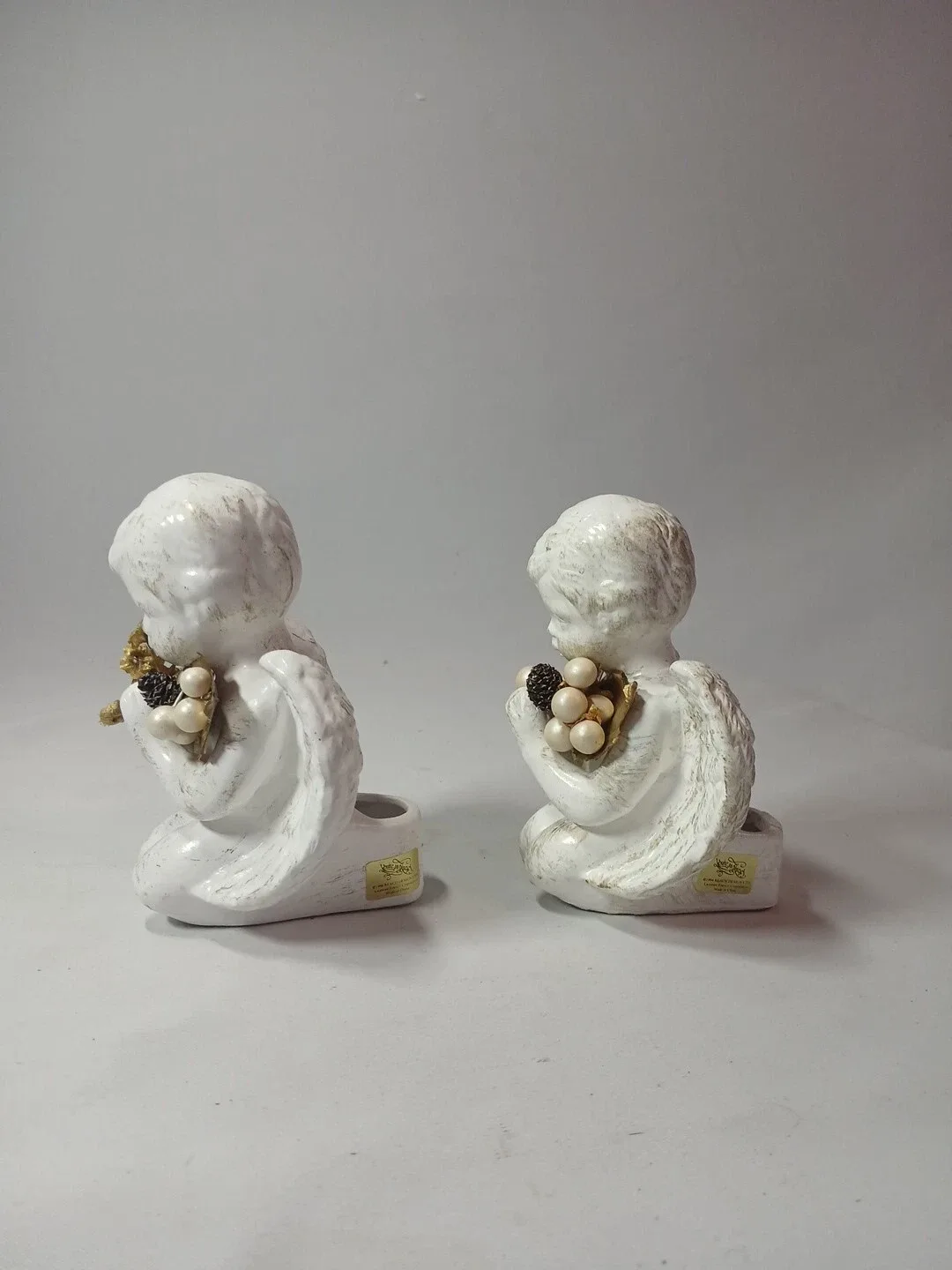 1994 vintage ceramic angels cherubs "you're an angel" candle image indicator(3)