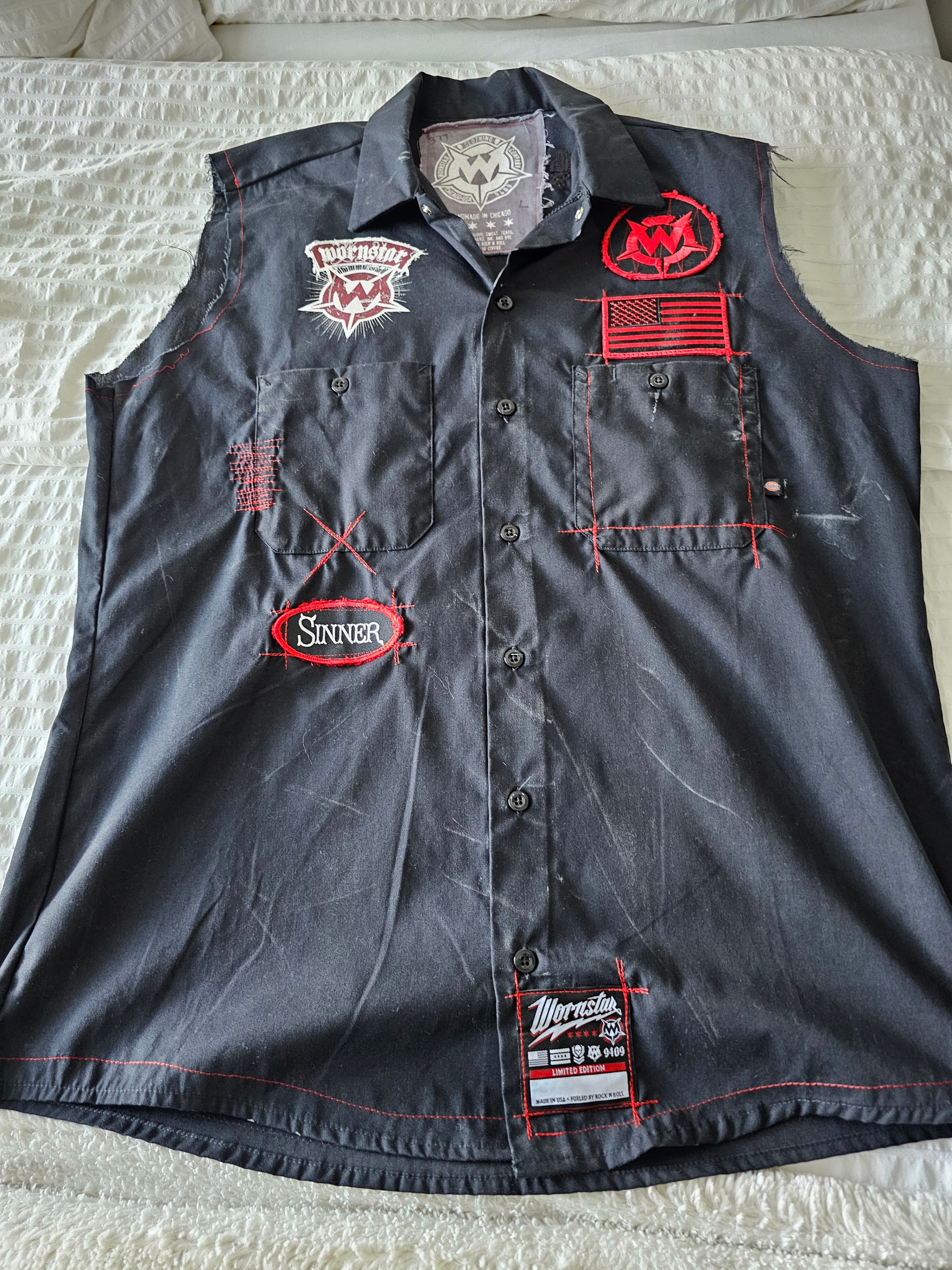 "WORNSTAR"-CHICAGO SKULL-Sleeveless Work Shirt - photo 2