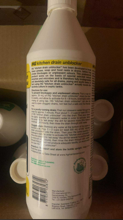 HG Kitchen Drain Unblocker/Unclogger/Cleaners 1L (BULK BOXES) - photo 3
