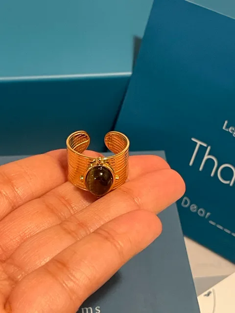 14K Gold Plated Heritage Stone Cuff Ring (Adjustable) image indicator(3)