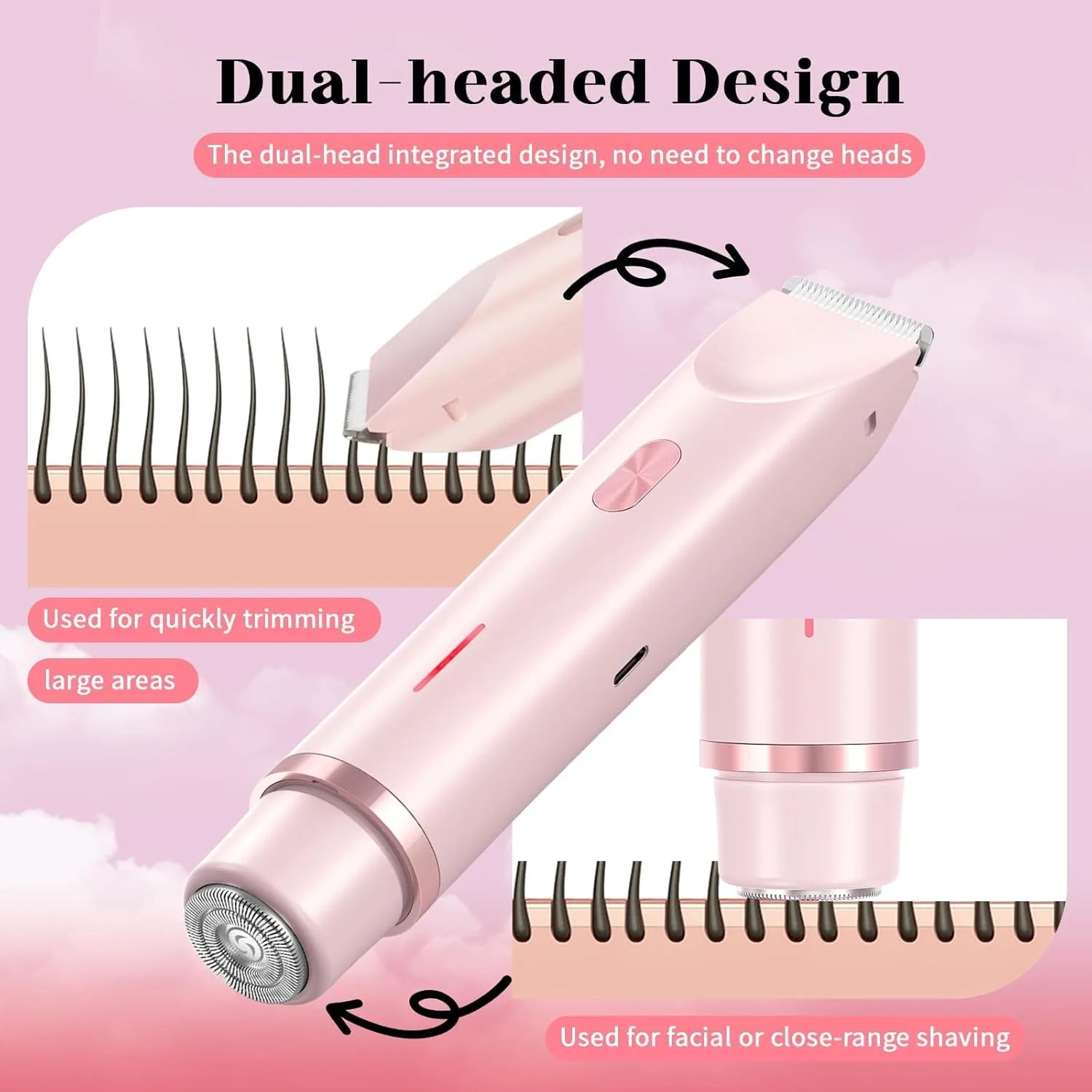 Bikini Trimmer for Women 2-in-1 Electric Razors image indicator(7)