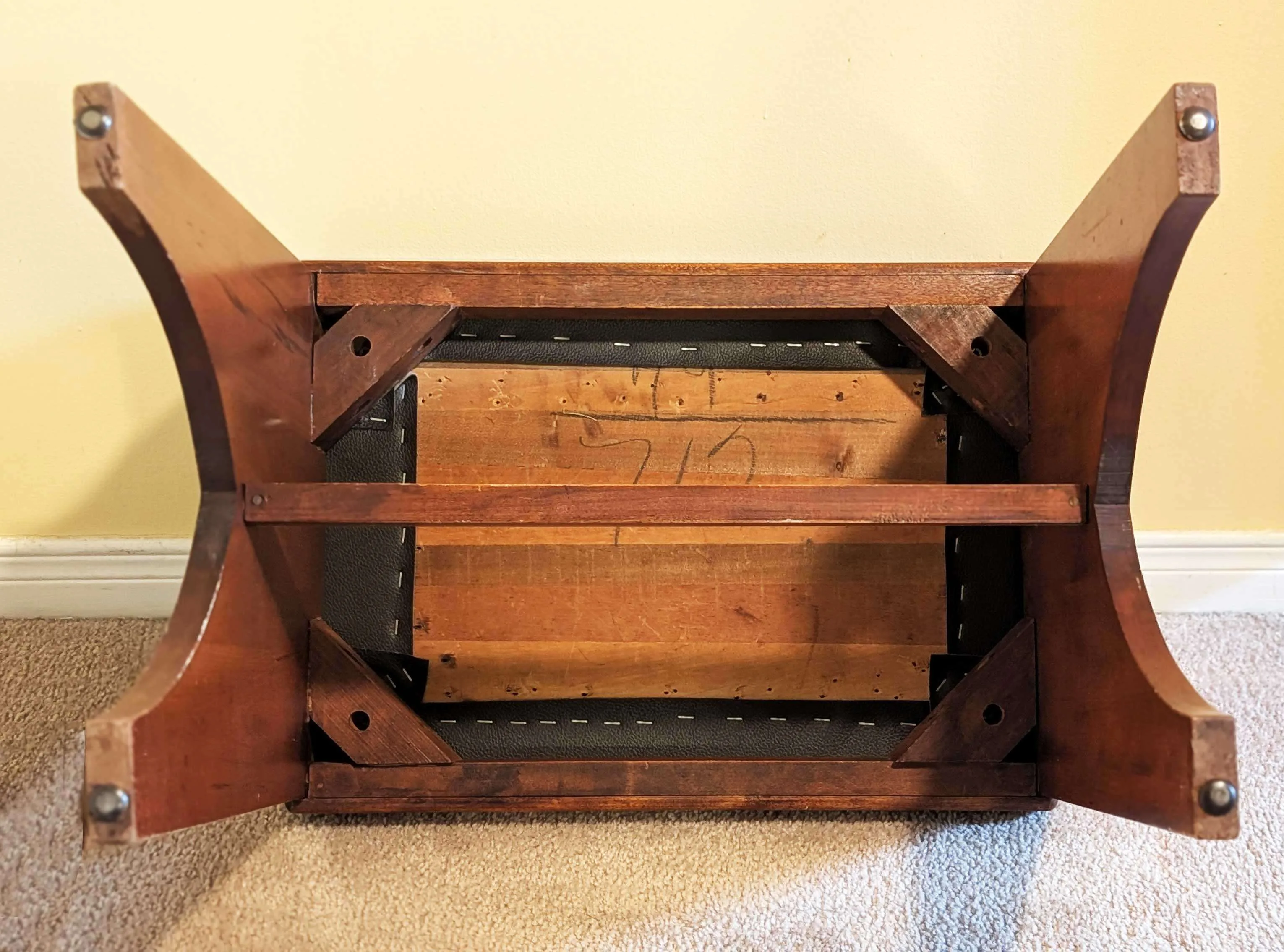 Vintage MCM Upholstered Stool or Sewing Bench image indicator(4)