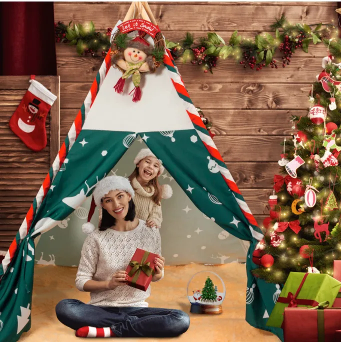 Holiday Christmas Kids Teepee, 59×47 in, with Garland image indicator(2)