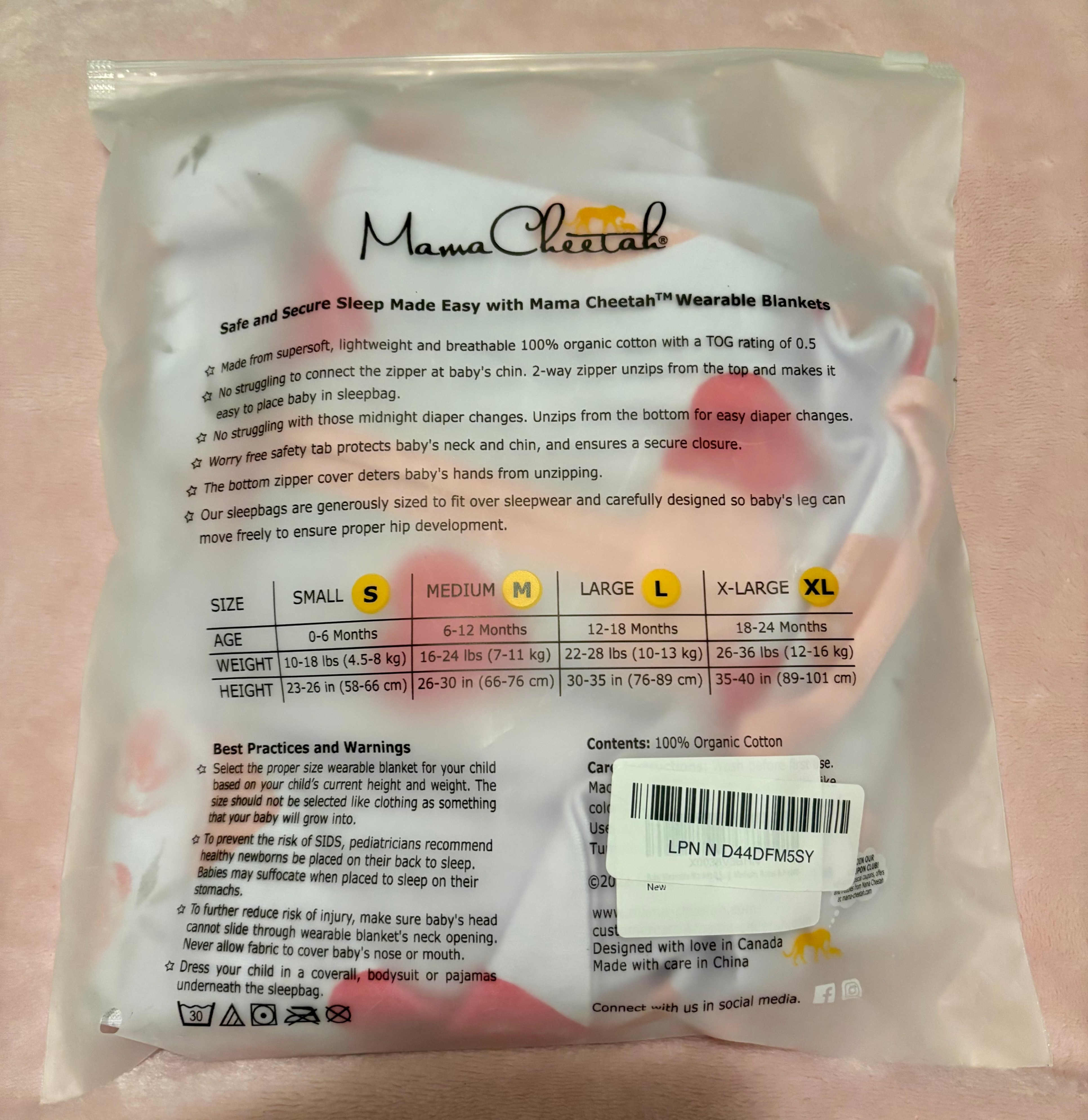 Mamma Cheetah Sleep Sacks (2 Pack): Medium, 0.5 TOG — New - photo 2