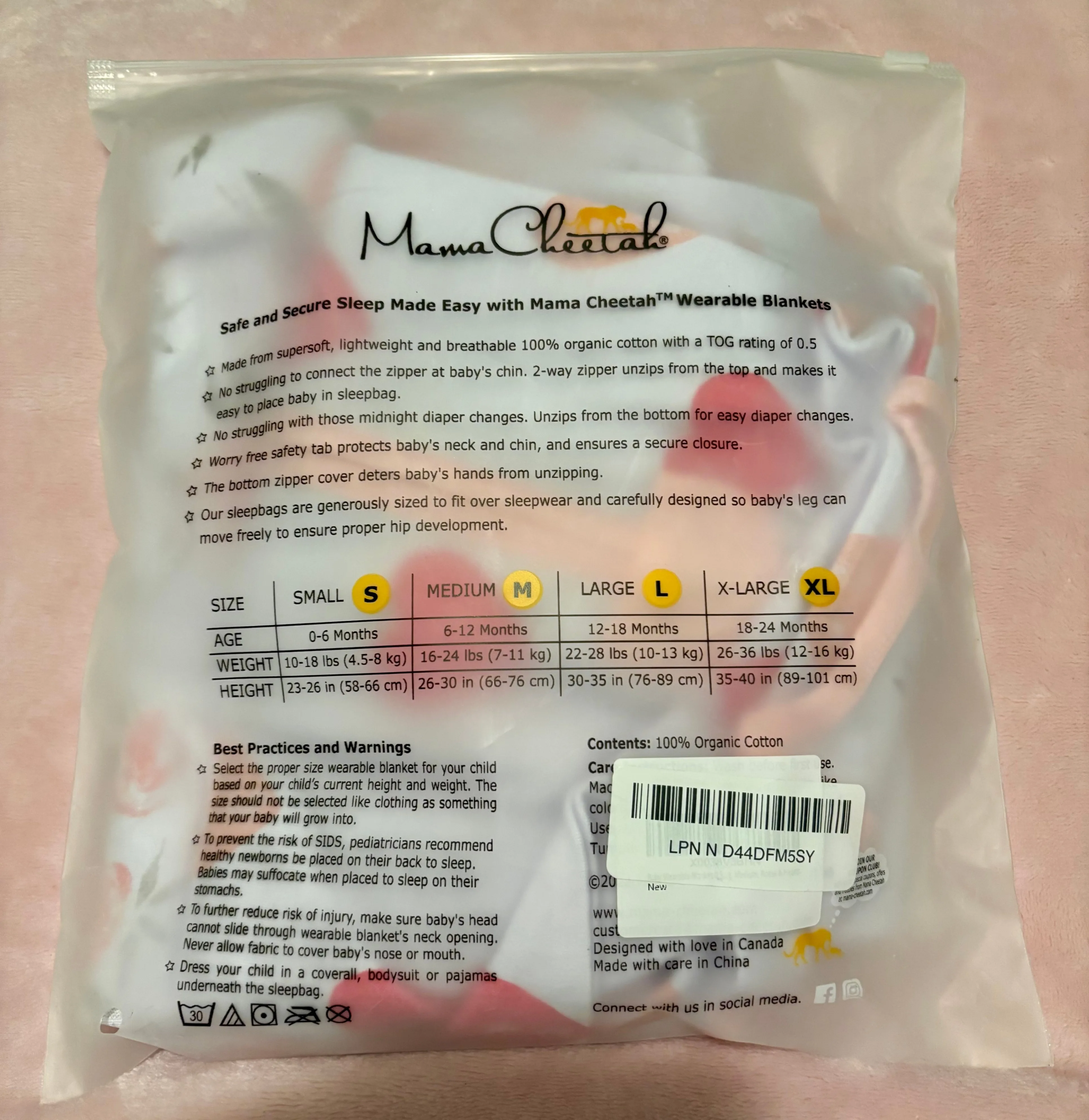 Mamma Cheetah Sleep Sacks (2 Pack): Medium, 0.5 TOG — New image indicator(2)