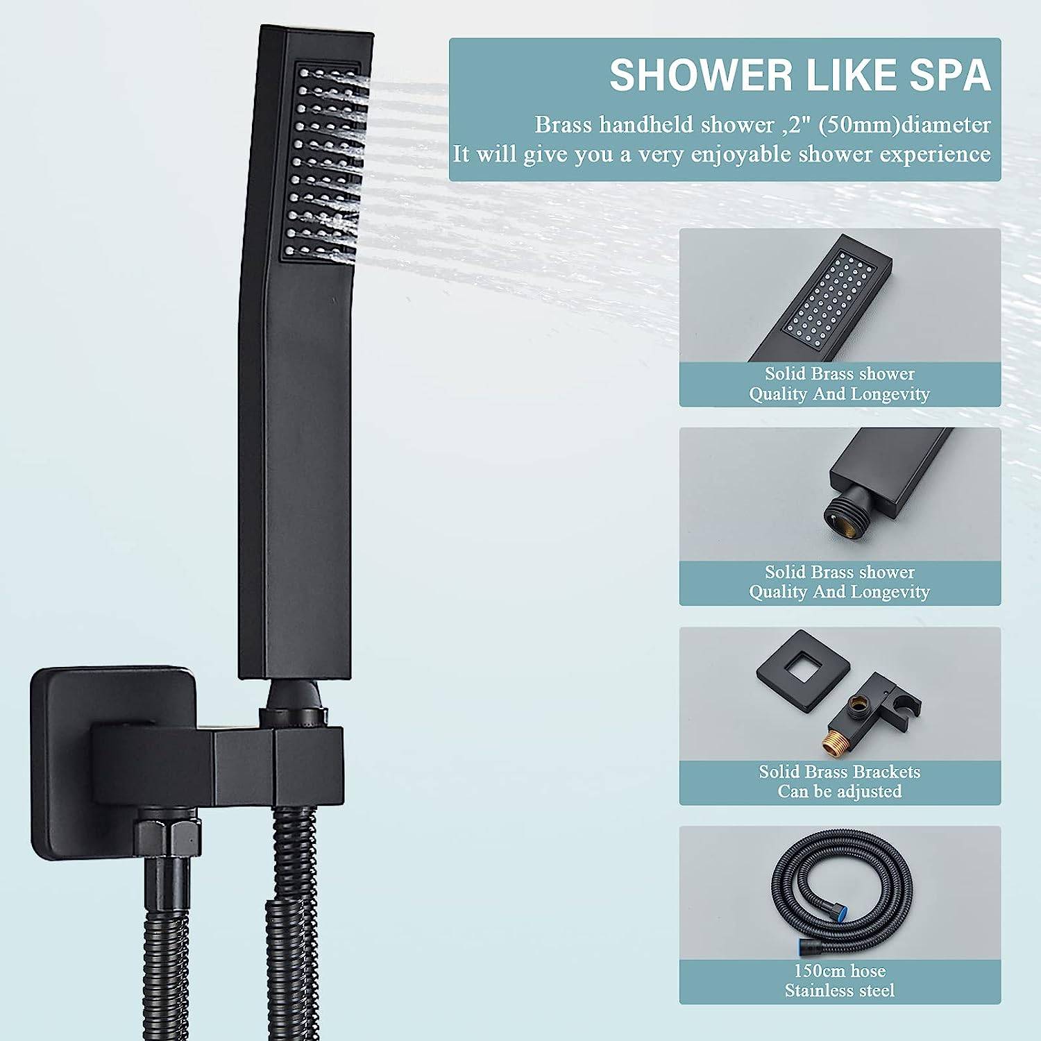 Matte Black Shower System with Handheld - photo 2